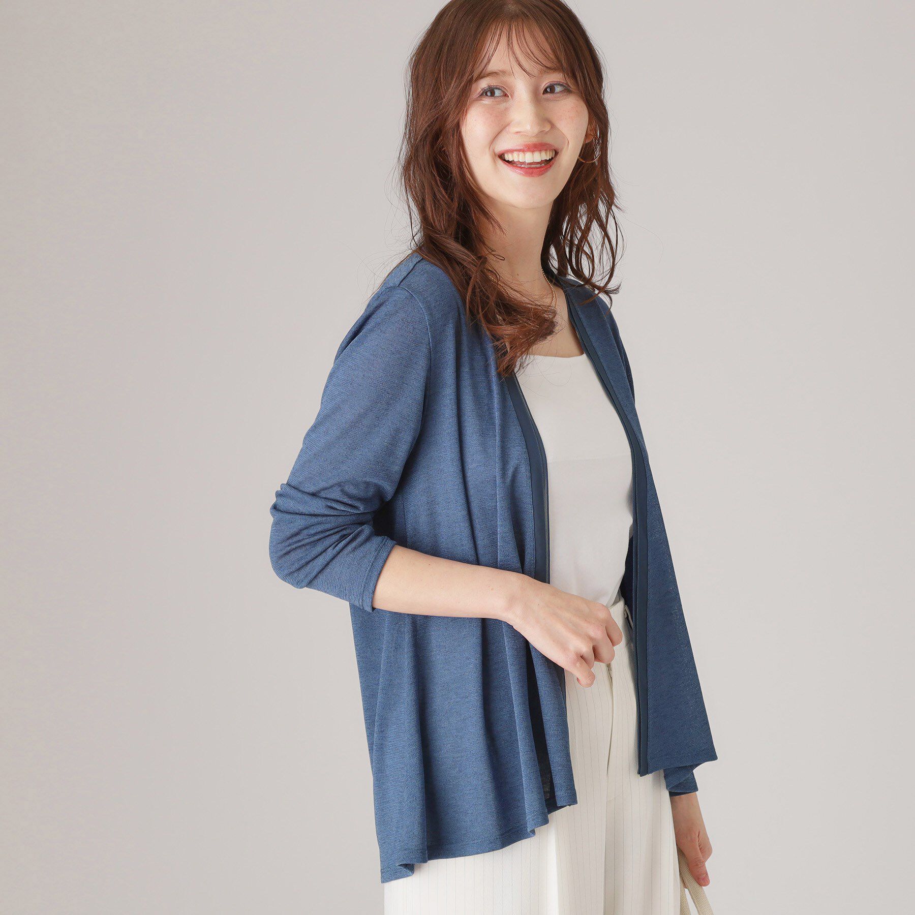 COUP DE CHANCE「【洗える】着流しカーディガン」|カーディガン|ブルー(092)