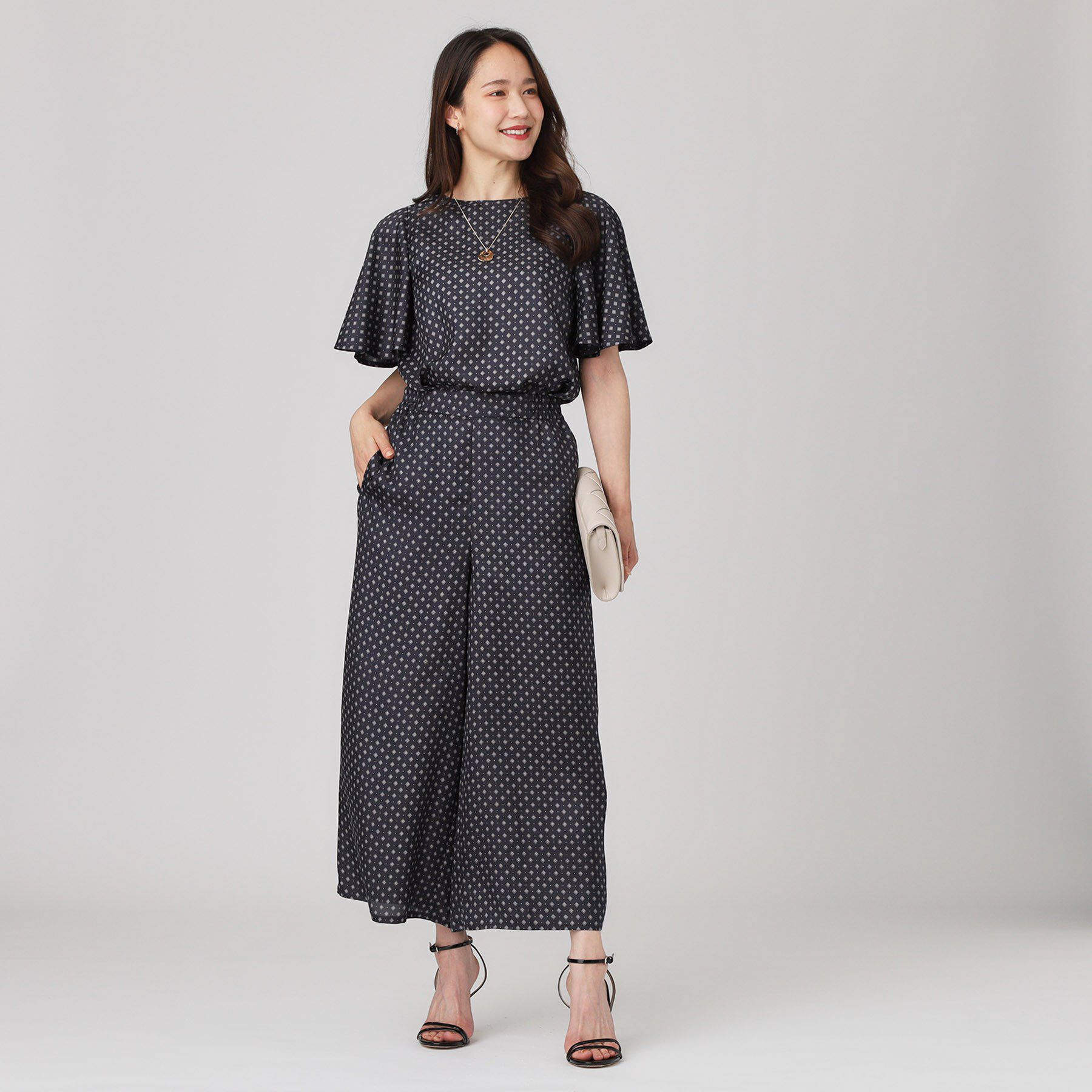 COUP DE CHANCE「【手洗い可／日本製】小紋柄フレアスリーブブラウス」|シャツ・ブラウス|