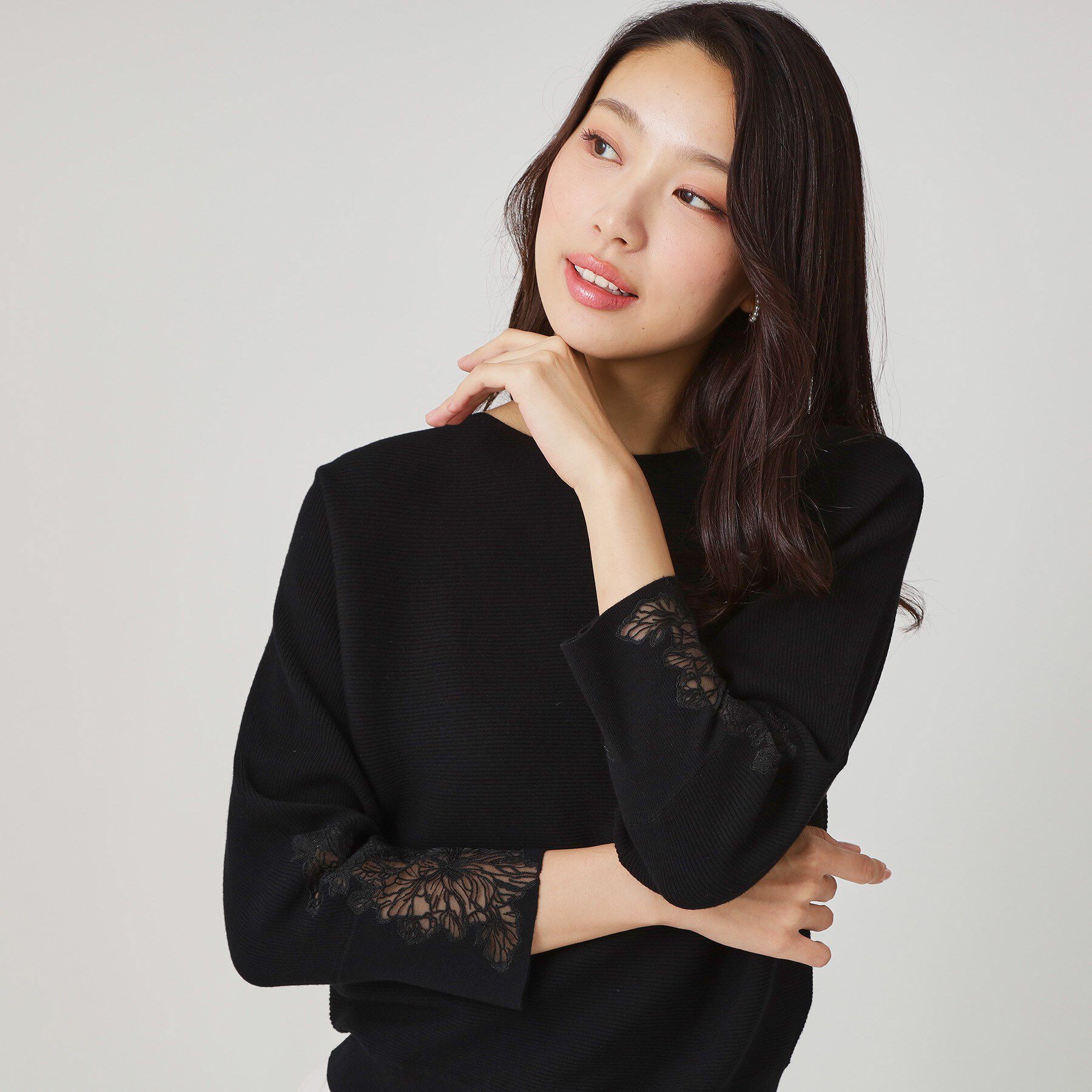 COUP DE CHANCE「【手洗い可】オーガンジー刺しゅうニットトップス」|ニット・セーター|