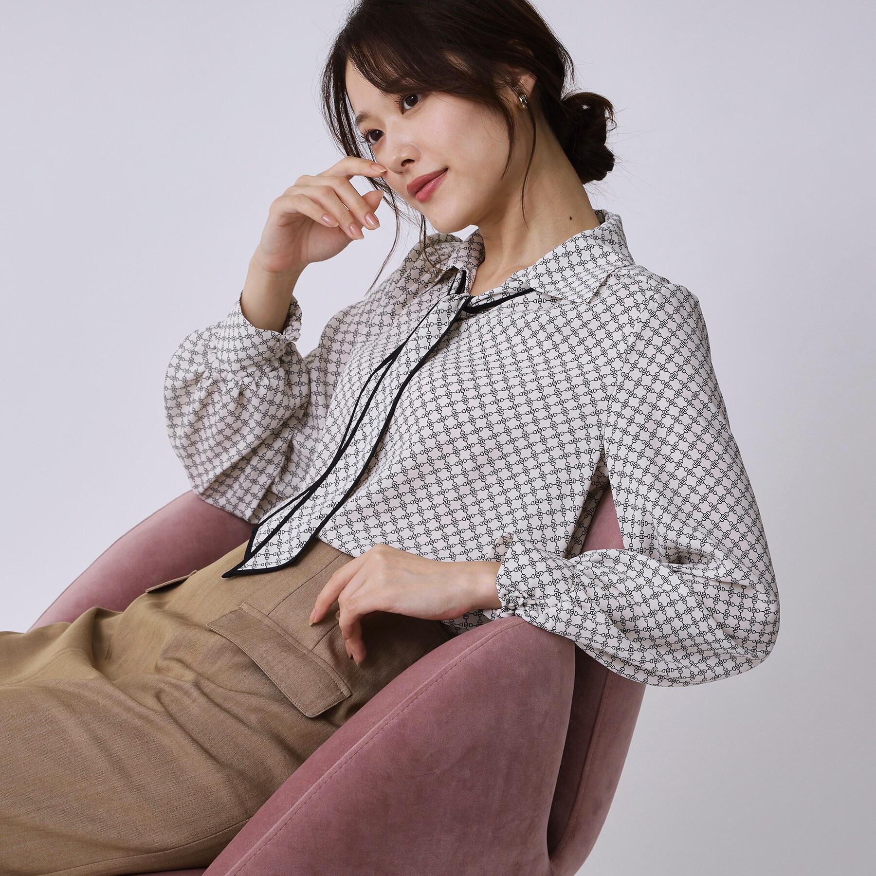 COUP DE CHANCE「【手洗い可／ボウタイ取外し可】配色パイピングボウブラウス」|シャツ・ブラウス|