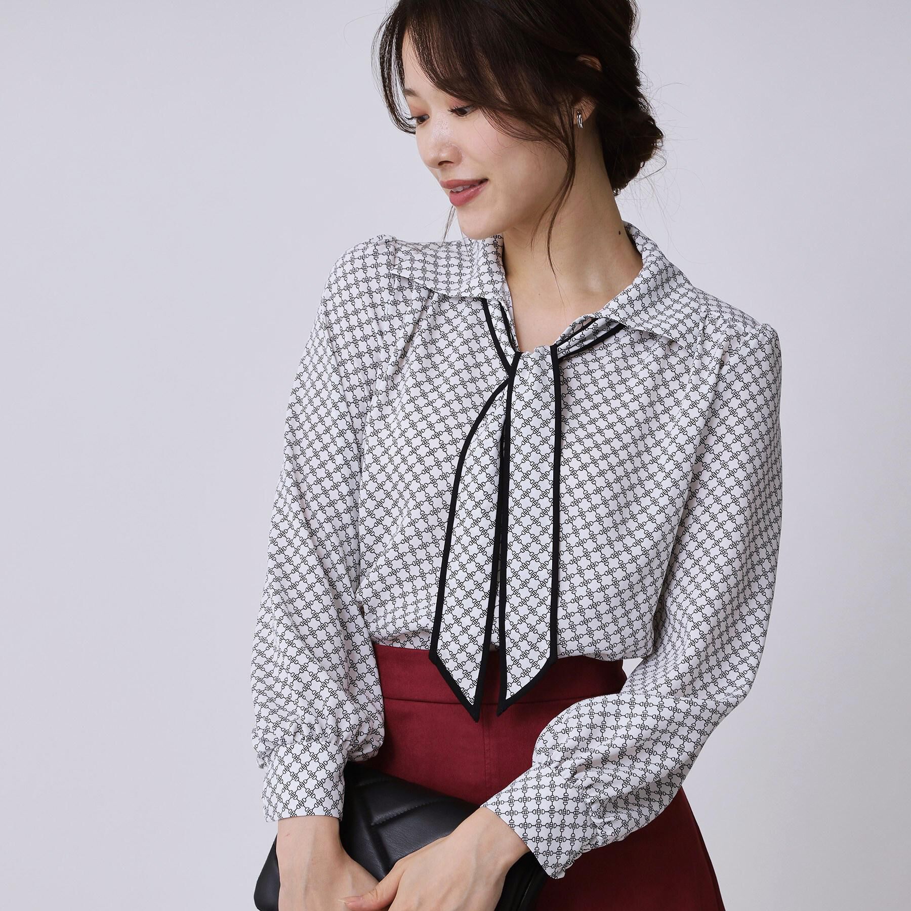 COUP DE CHANCE「【手洗い可／ボウタイ取外し可】配色パイピングボウブラウス」|シャツ・ブラウス|