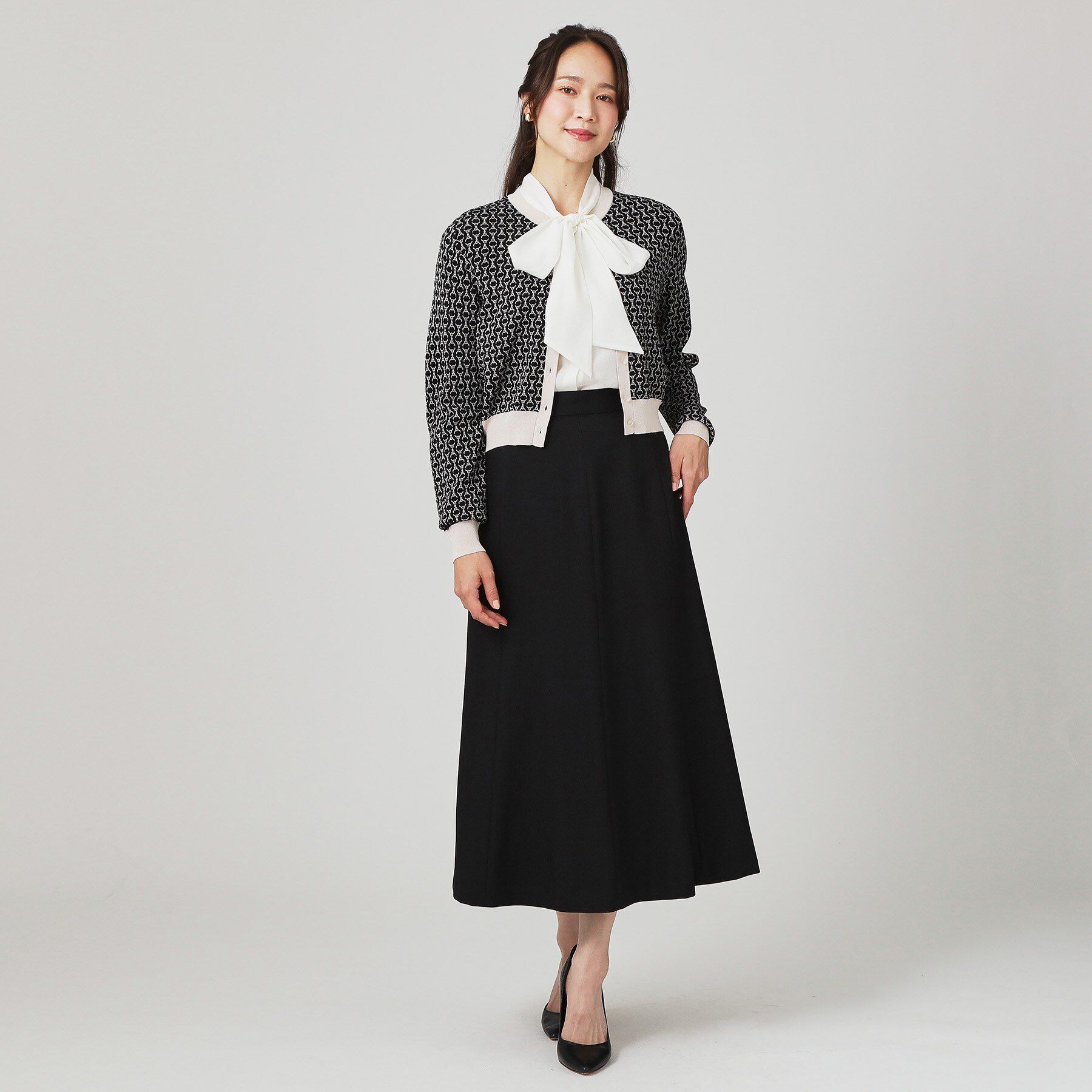 COUP DE CHANCE「【手洗い可】幾何柄風ジャカードカーディガン」|カーディガン|