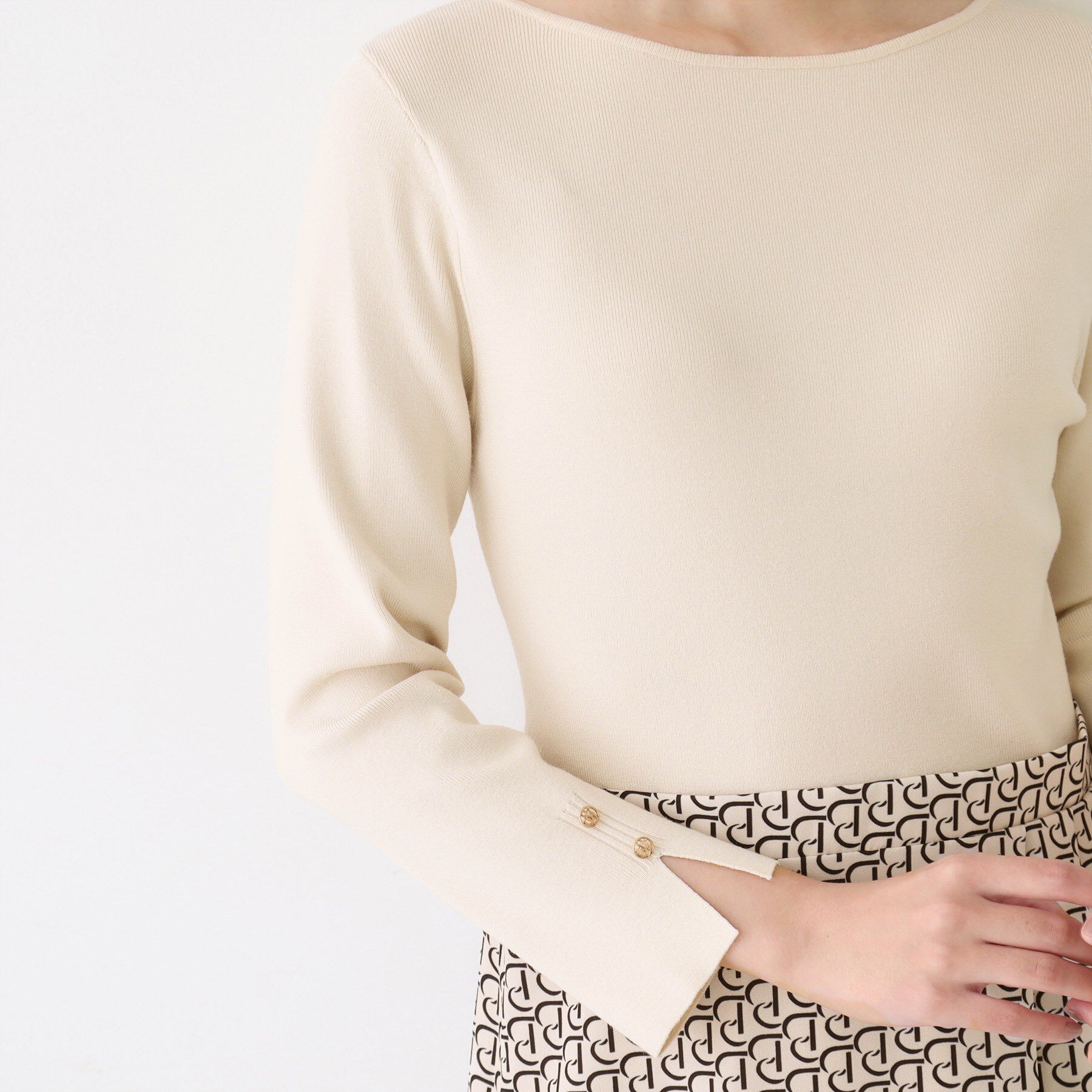 COUP DE CHANCE「【手洗い可】ニット+柄スカートのワンピース」|ワンピース|