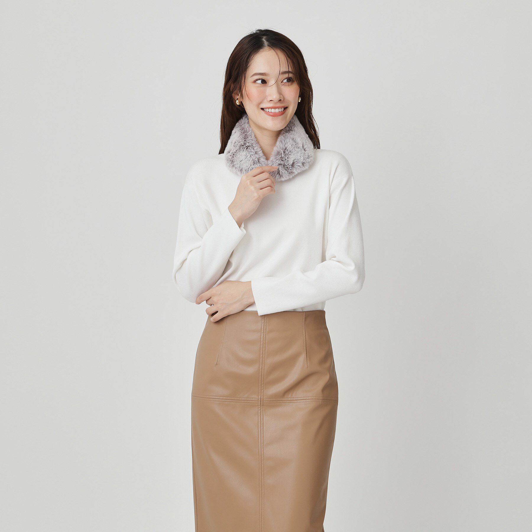 COUP DE CHANCE「エコファーミニ／ワンタッチでつけ外し簡単／ふわふわ暖かい」|ストール|