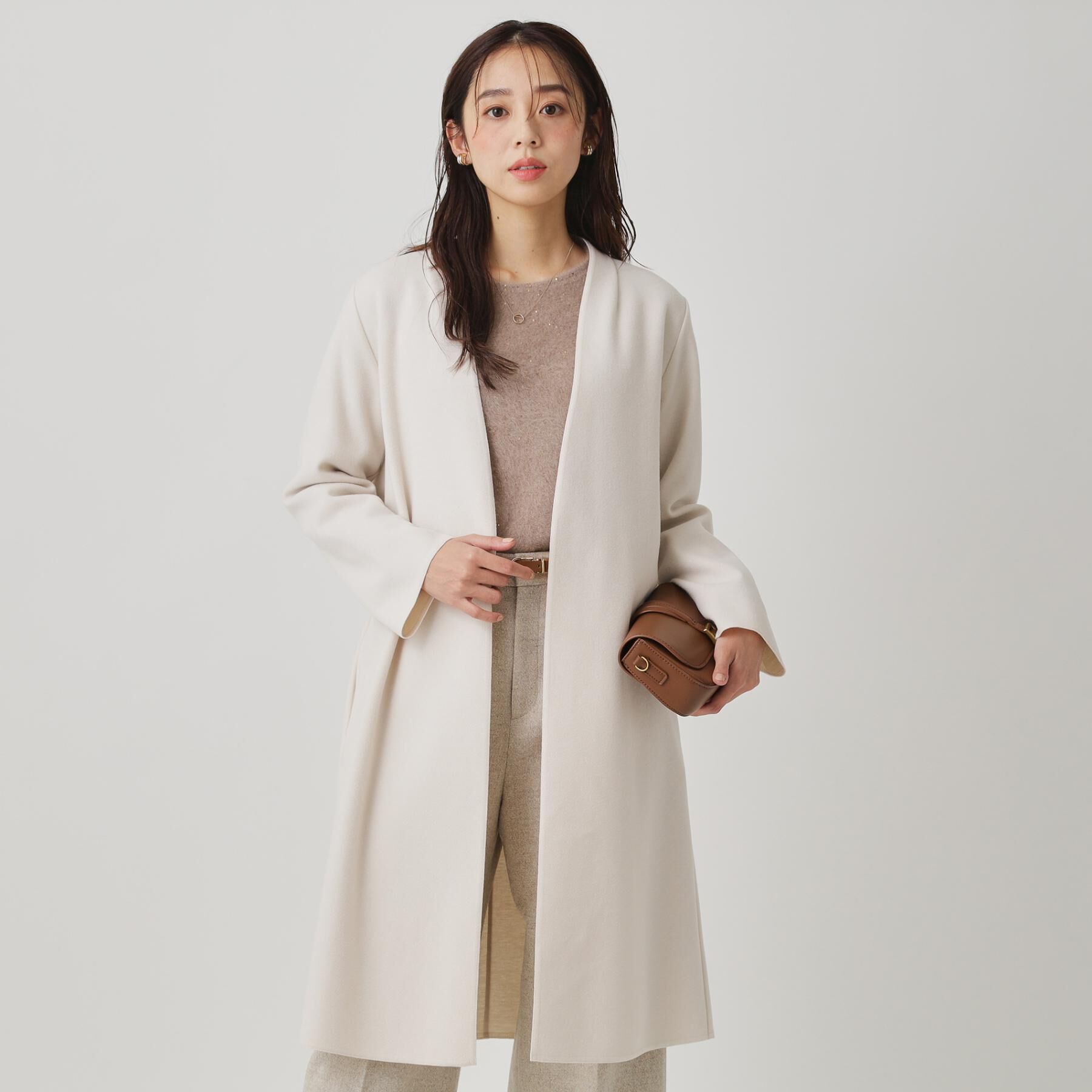 COUP DE CHANCE「【日本製／軽量】Iラインシルエットのコーディガン」|ノーカラーコート|