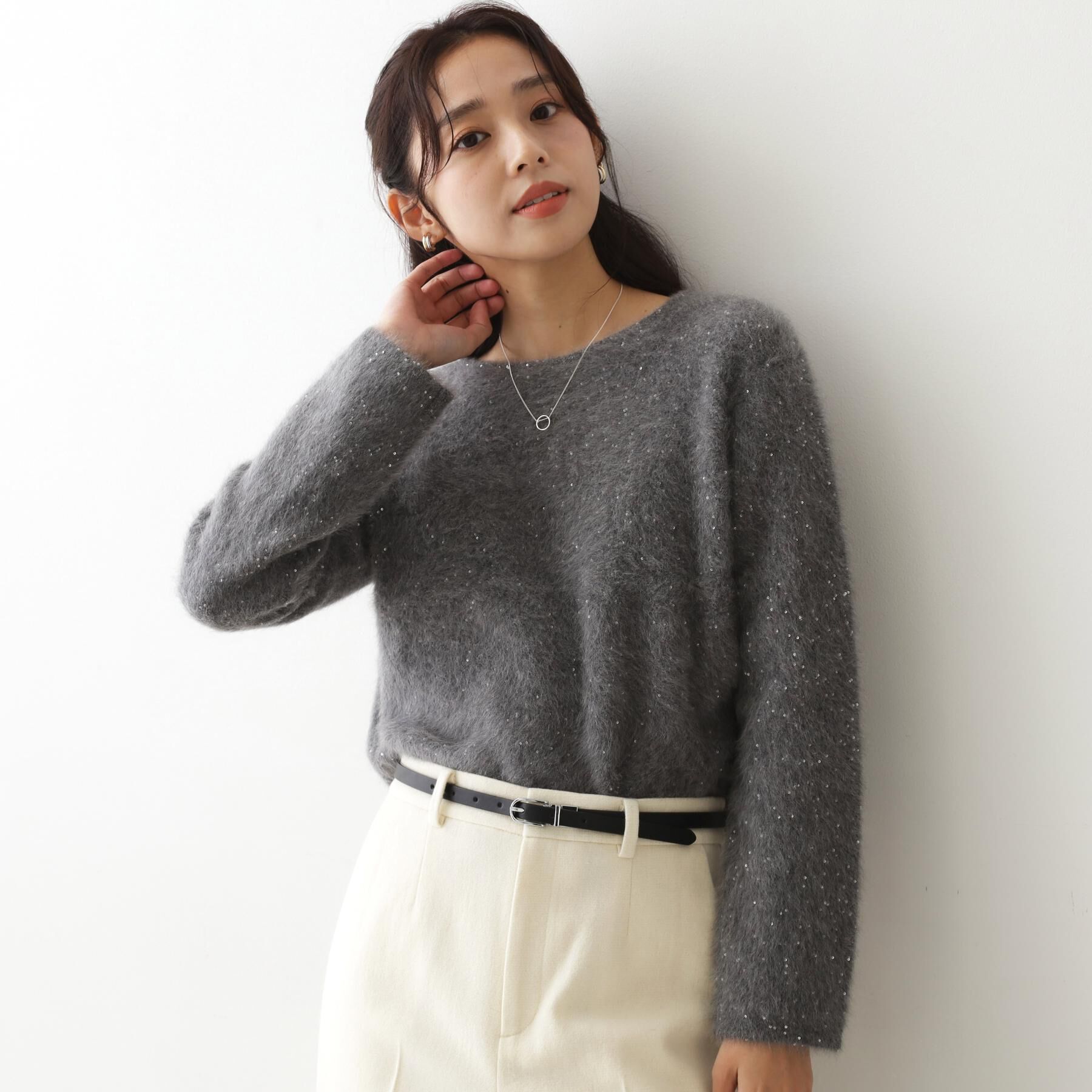 COUP DE CHANCE「【フォックス混／軽い着心地】ショート丈ニットトップス」|ニット・セーター|