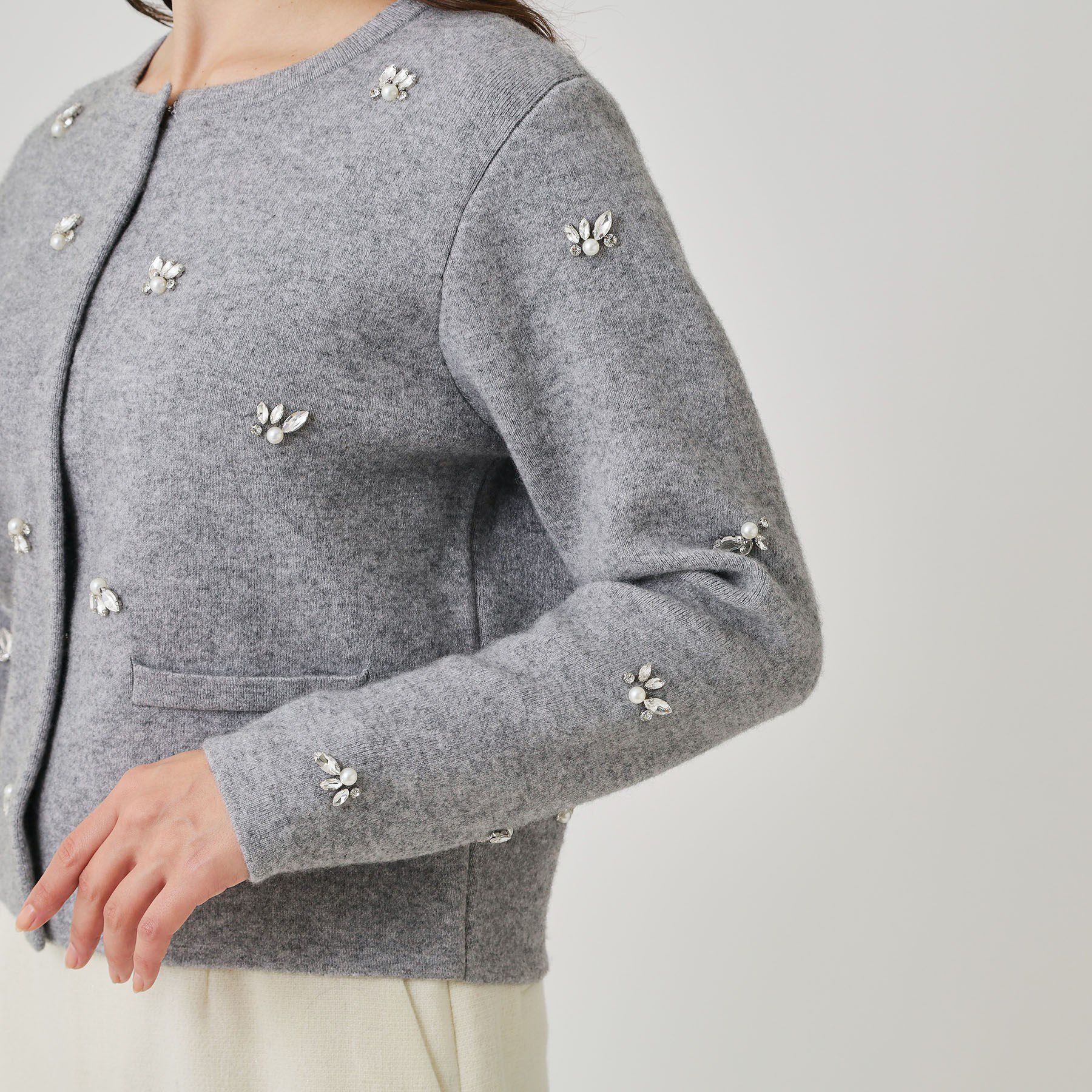 COUP DE CHANCE「【手洗い可】ビジュー付カーディガン」|カーディガン|