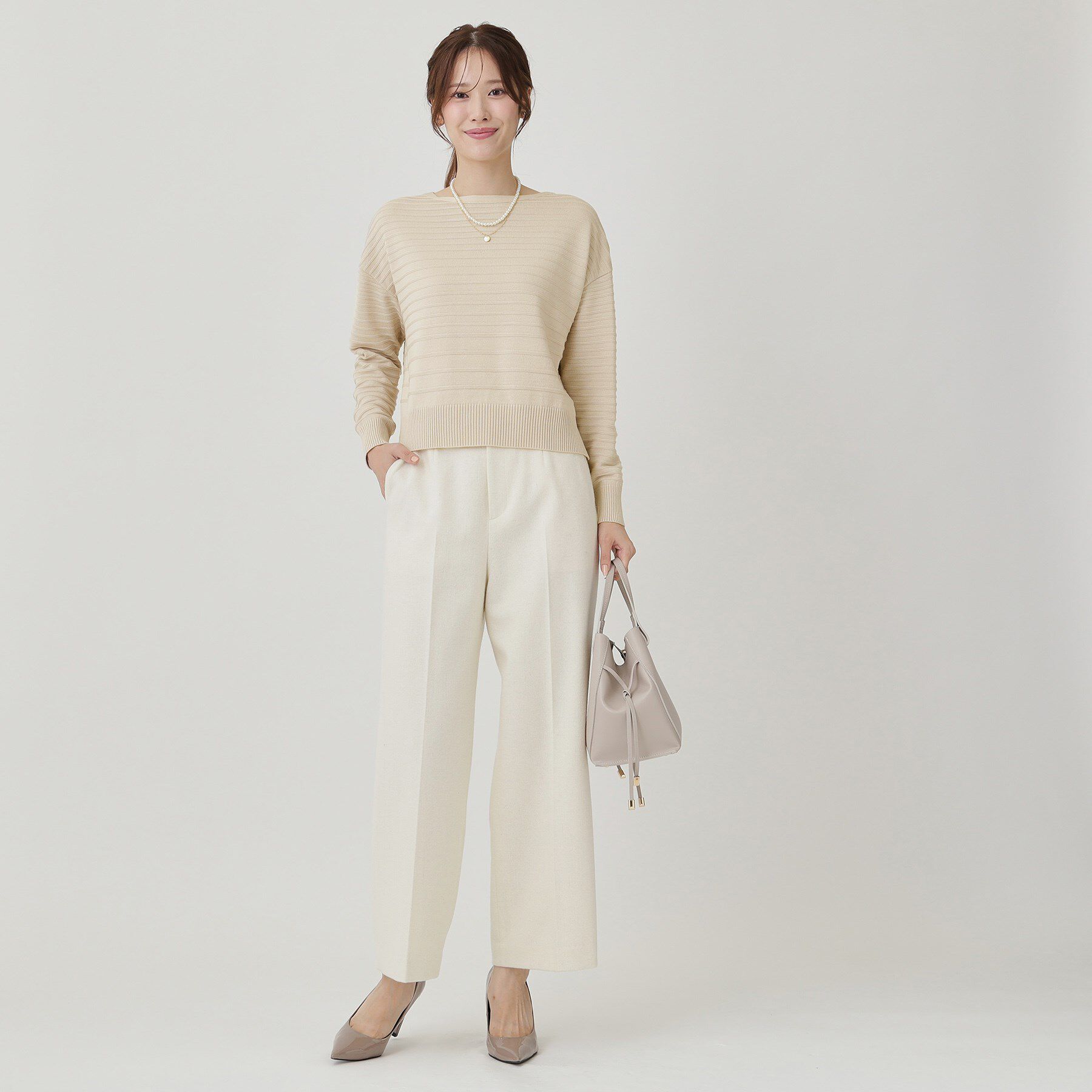 COUP DE CHANCE「【手洗い可／日本製】地柄ボーダーのニットトップス」|ニット・セーター|