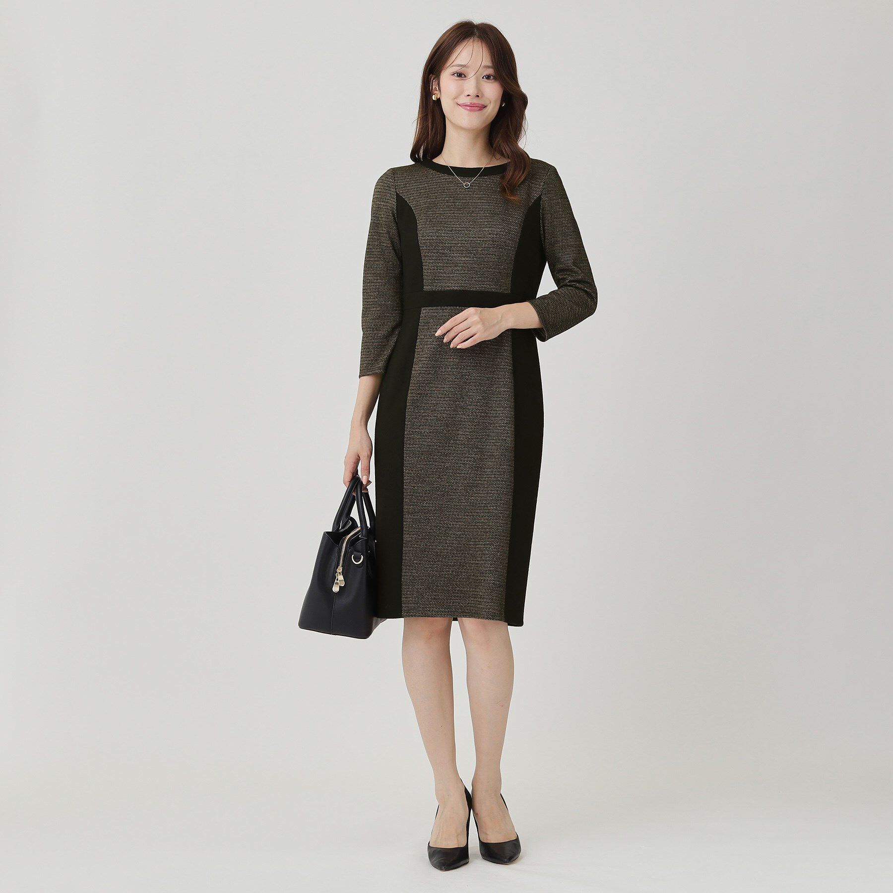 COUP DE CHANCE「【日本製／ラメ混】ジャージ素材タイトシルエットワンピース」|ワンピース|