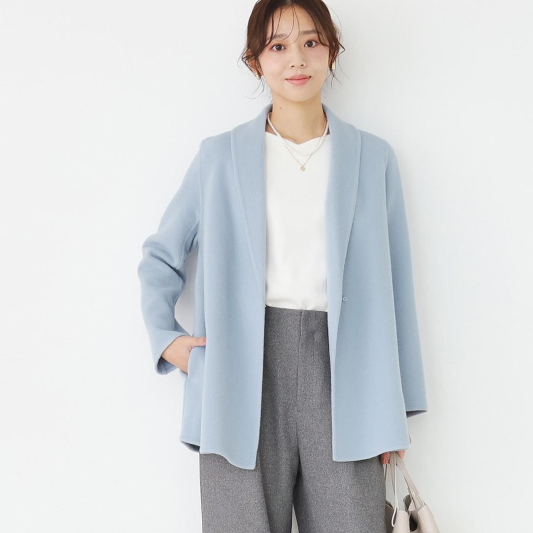 COUP DE CHANCE「【リバー仕立て／裏地無し】軽く羽織れるウールリバーコート」|ステンカラーコート|