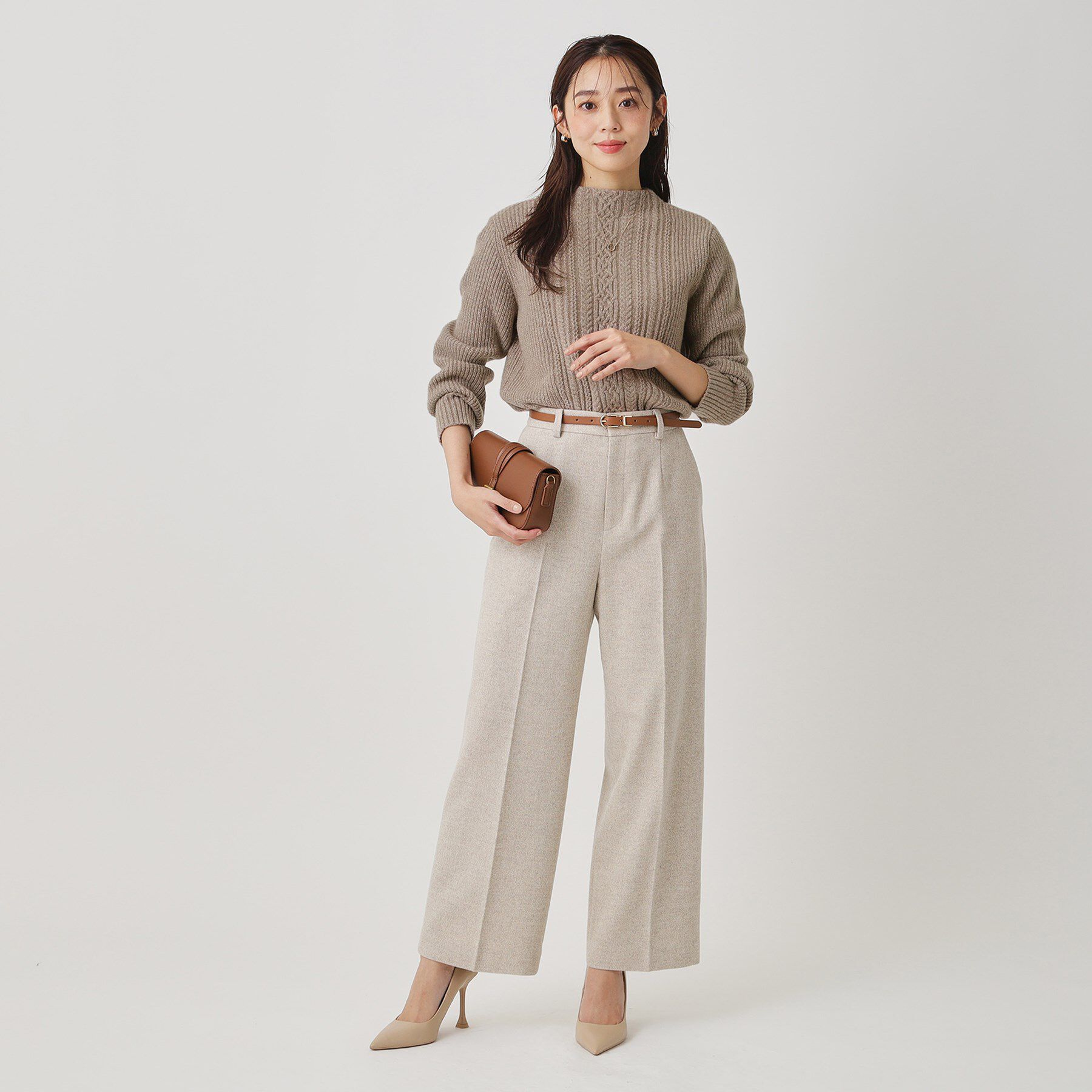 COUP DE CHANCE「【手洗い可／日本製】ケーブルデザインのニットトップス」|ニット・セーター|