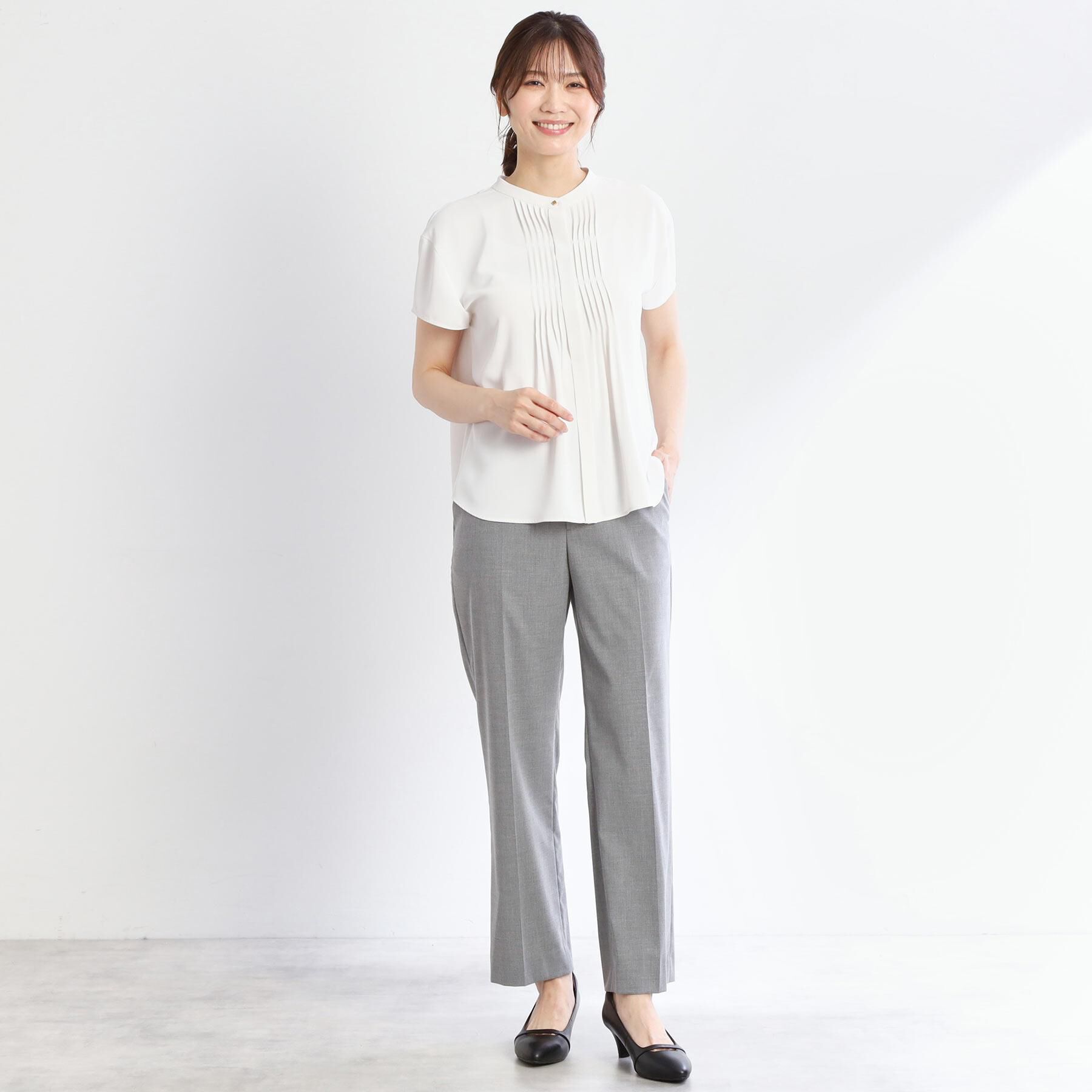 Reflect「【インナーに◎／すっきり見え！長め丈】タックデティールブラウス」|シャツ・ブラウス|