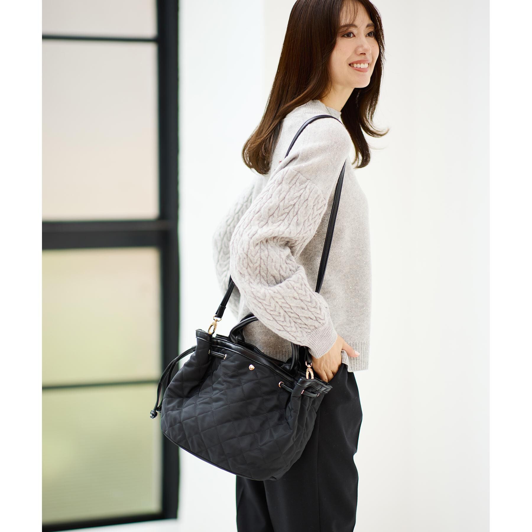 Reflect「【ショルダー付き／コーディネートのアクセントに◎】キルティングバッグ」|トートバッグ|