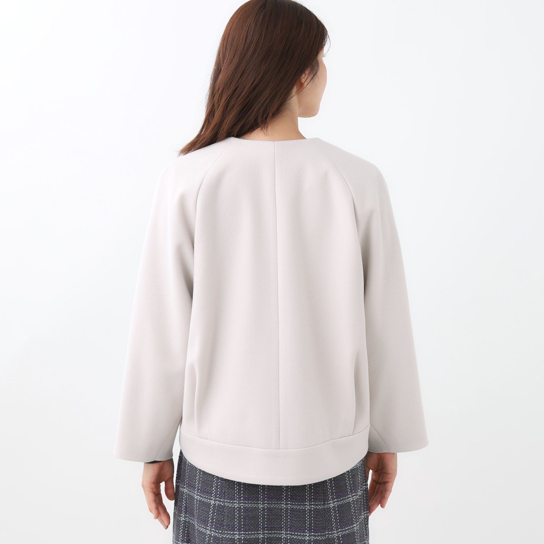 Reflect「【ゆったりシルエット】ジャージメルトンコクーンジャケット」|ノーカラーコート|