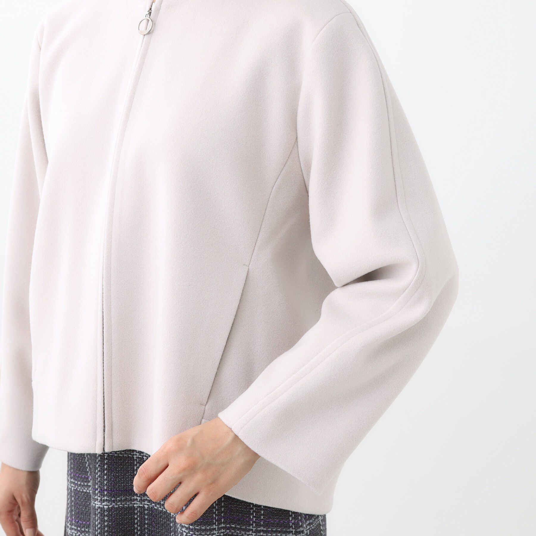 Reflect「【ゆったりシルエット】ジャージメルトンコクーンジャケット」|ノーカラーコート|