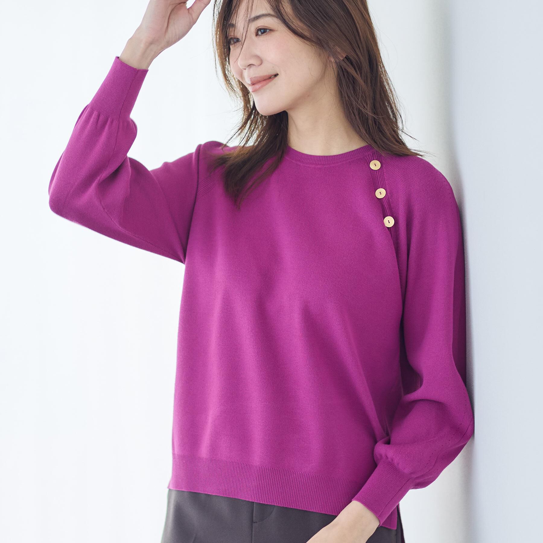 Reflect「【ゆったり着られる◎】ラグランスリーブニット」|ニット・セーター|ピンク(074)