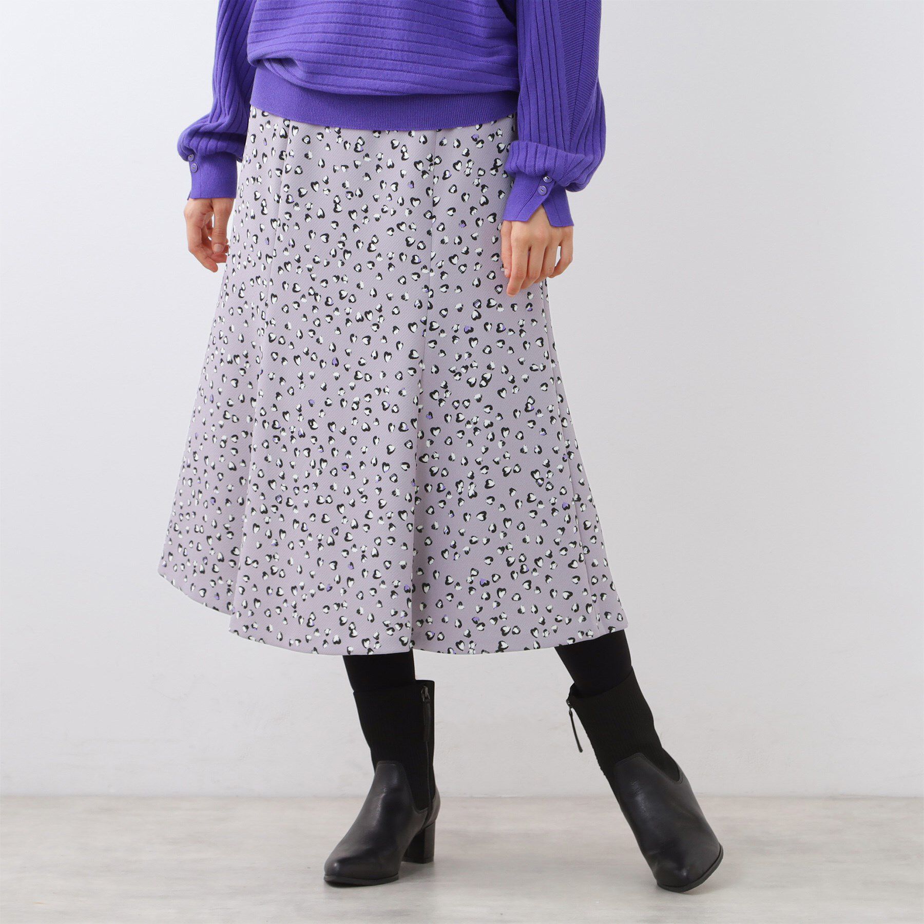 Reflect「ソフトフレアプリントスカート」|スカート|グレー(112)