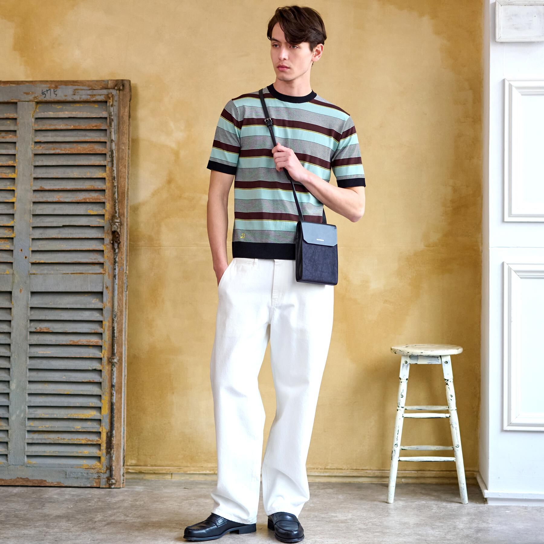 DRESSTERIOR「コットンシルク混 マルチボーダーニット」|ニット・セーター|