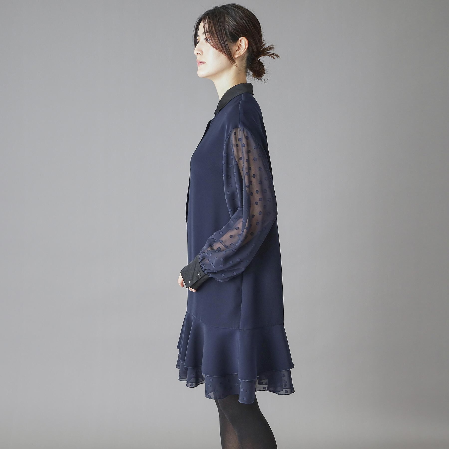 DRESSTERIOR「【otonaMUSE 11月号掲載】ダブルクロスボリュームスリーブミニワンピース」|ワンピース|