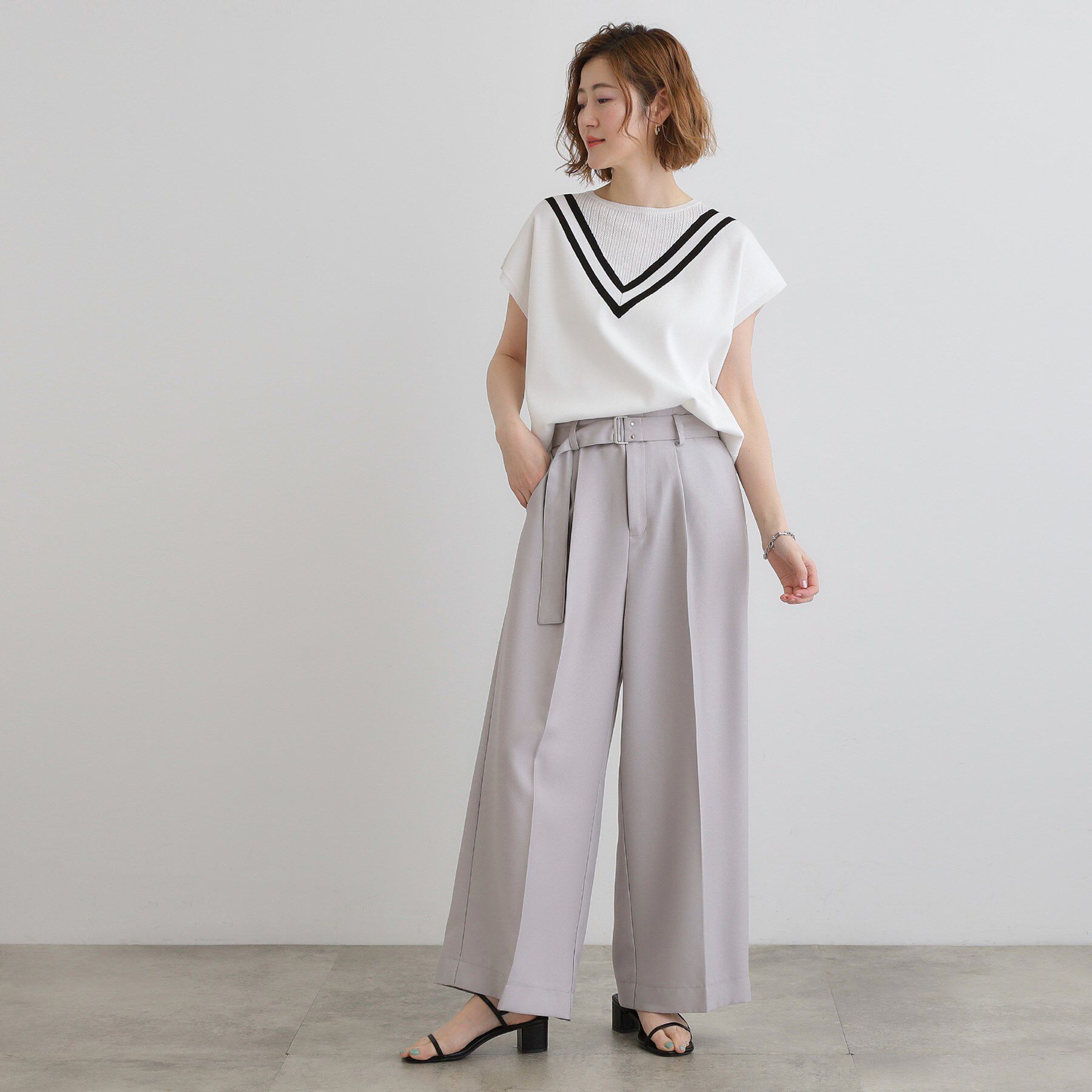 grove「デニムライクベルト付きワイドパンツ」|その他|