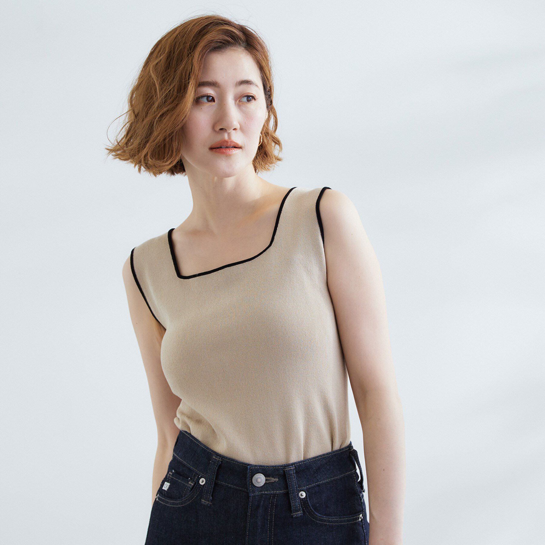 grove「2WAYスクエアネックタンク」|キャミソール|ベージュ(552)