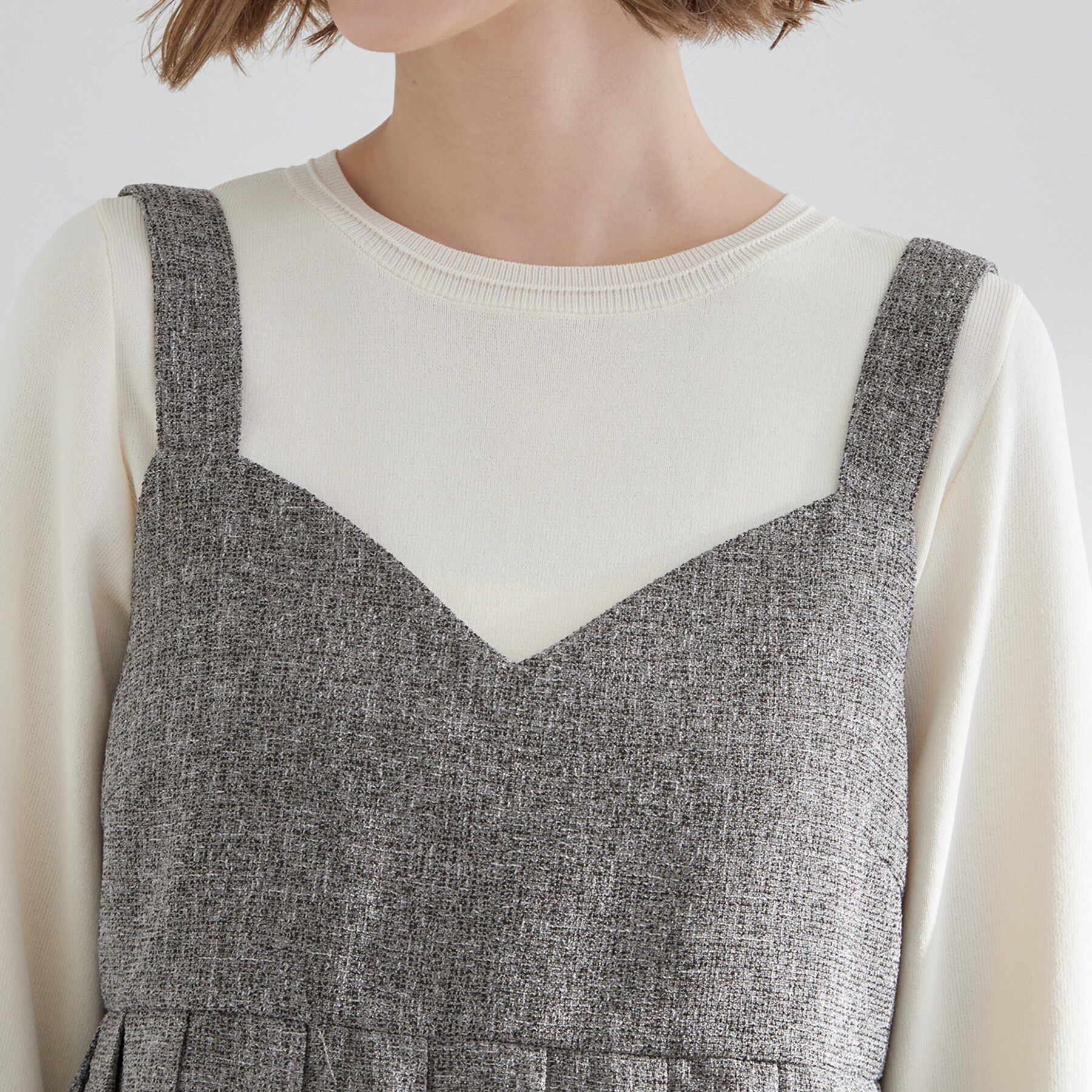 grove「【2点SET/体型カバー】夏から秋まで着まわせる！プリーツビスチェセットアップ」|スーツ|