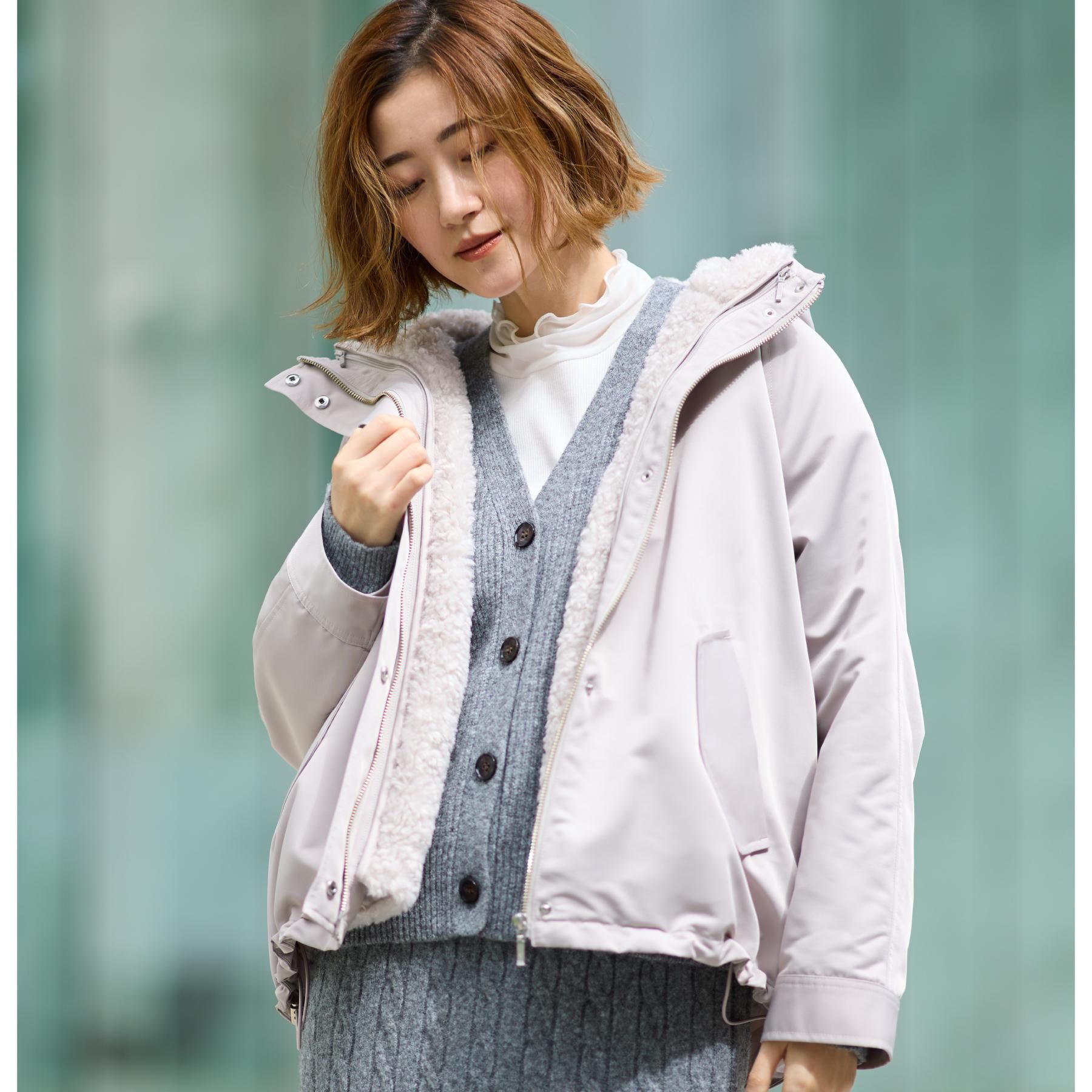 grove「【名品アウター/3WAY・はっ水】ボアライナー付マウンテンパーカ」|ブルゾン・スタジャン|グレージュ(050)