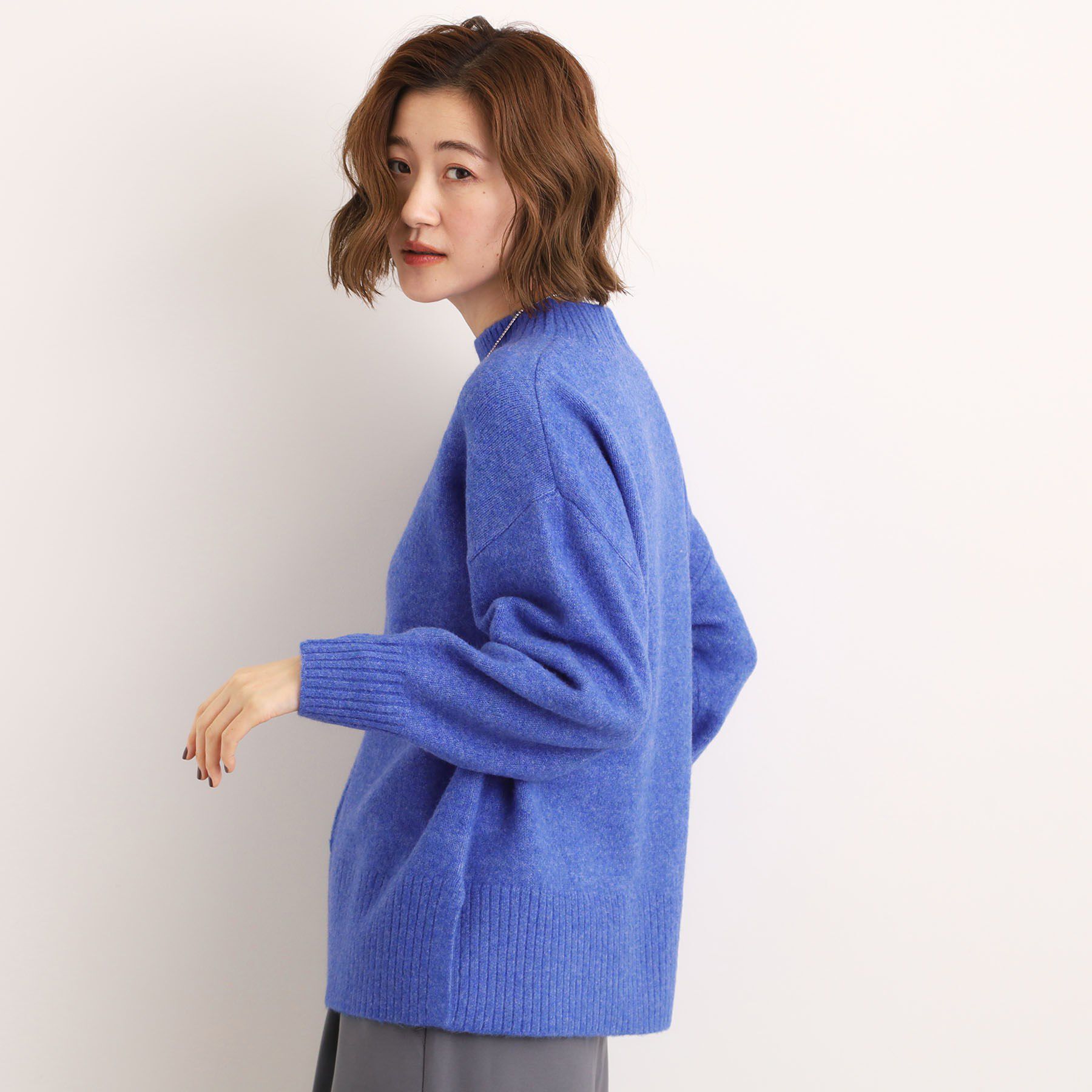grove「【洗える】ふんわりウール混オーバーサイズニット」|ニット・セーター|ブルー(093)