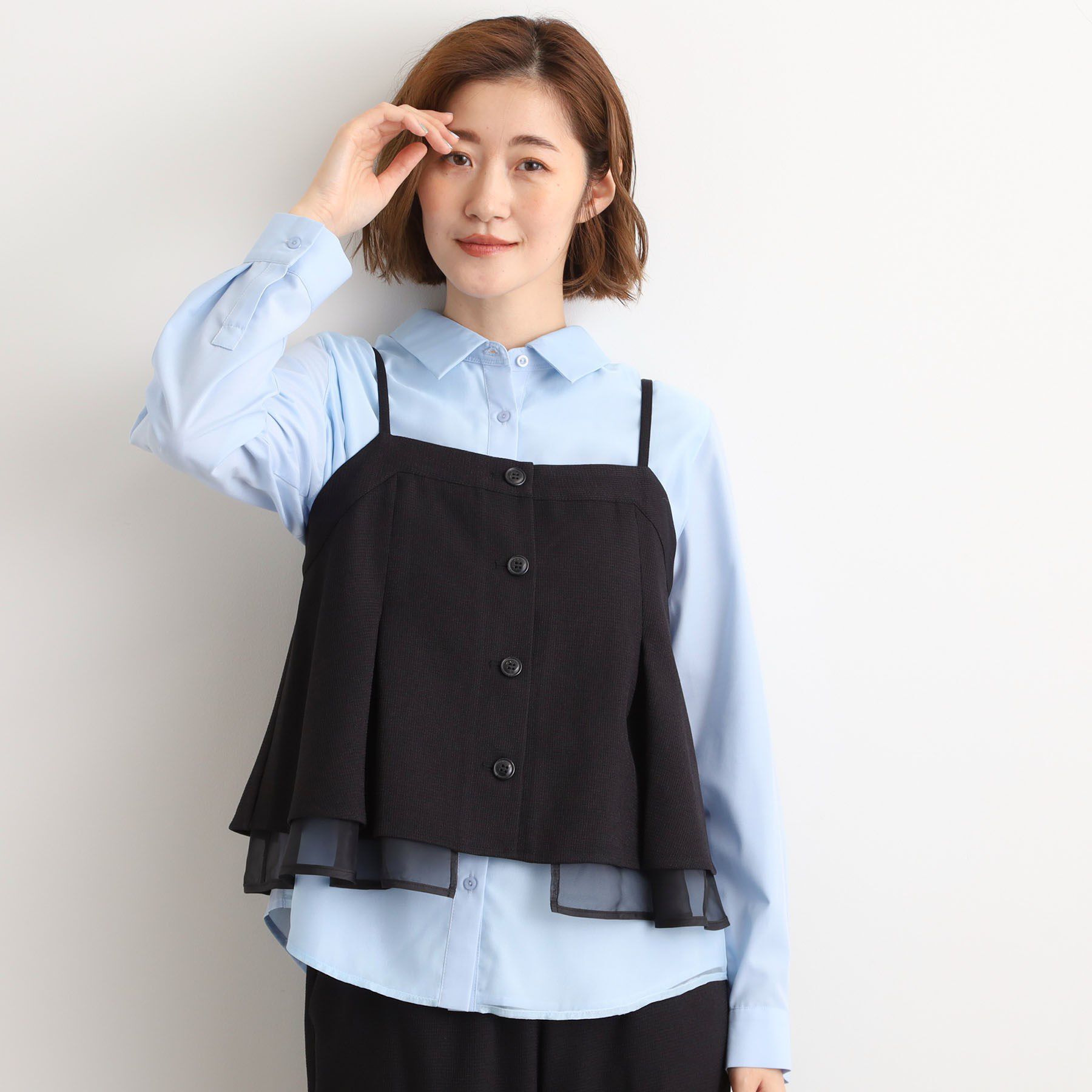 grove「【2点SET/体型カバー】透け感とレイヤードで大人の遊び心を、ビスチェSET UP」|スーツ|