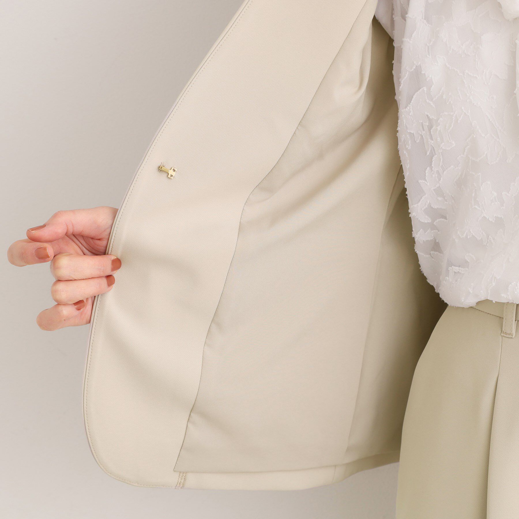 grove「【マシンウォッシュ／防シワ/SS-3L】ストレッチノーカラージャケット」|ノーカラージャケット|