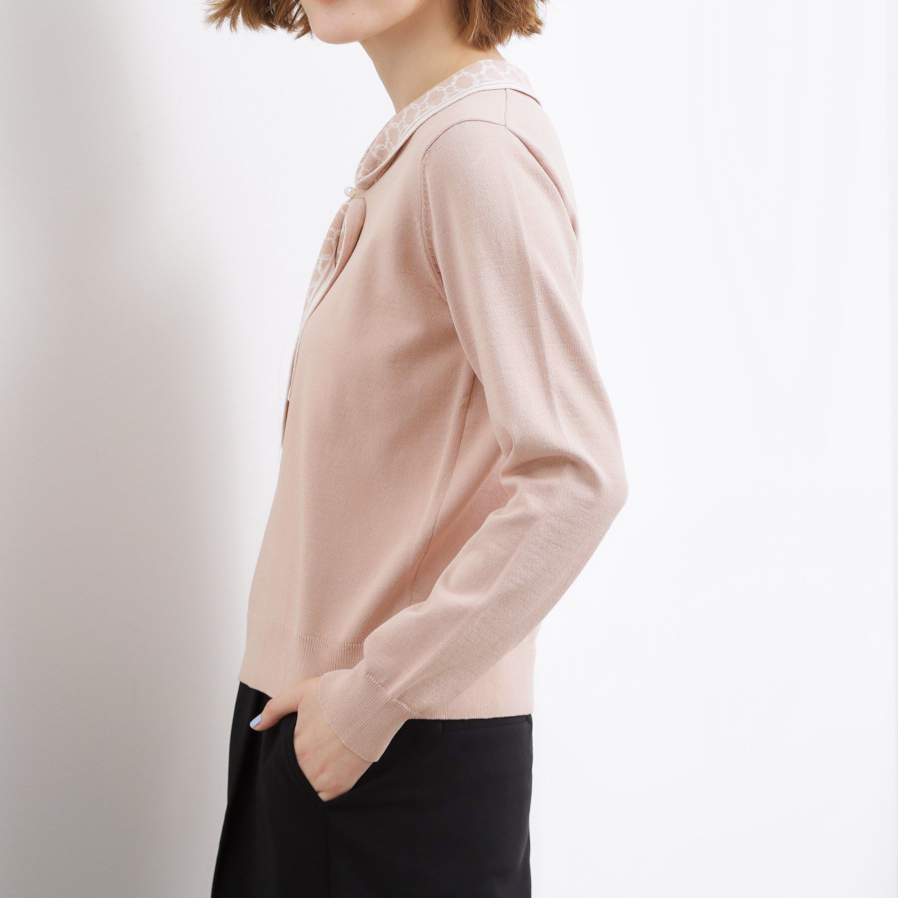 grove「ディテールで差がつく　大人のスカーフ柄ボウタイニット」|ニット・セーター|