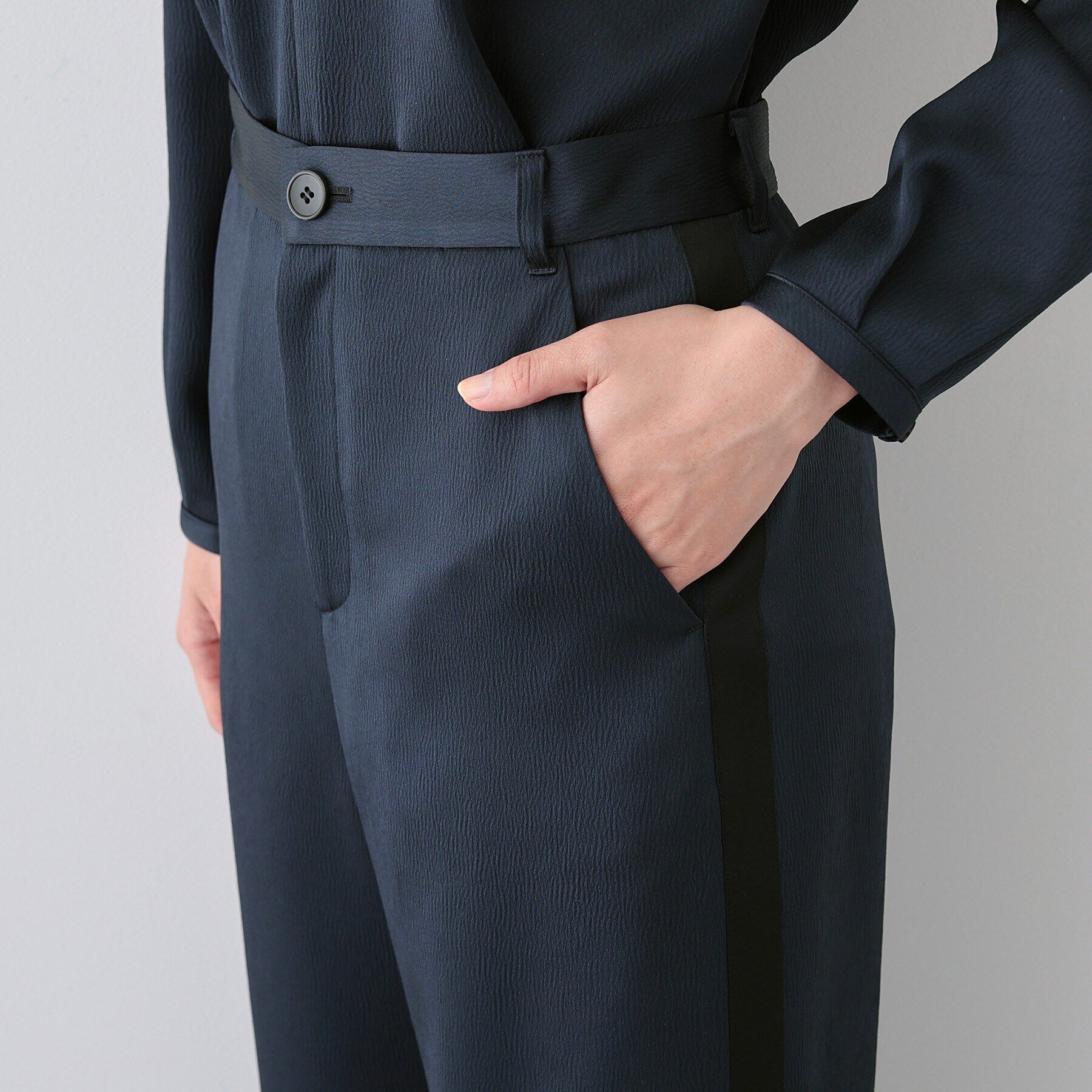 INDIVI「【日本製／SETUP可能】サイドライン ワイドパンツ」|その他|