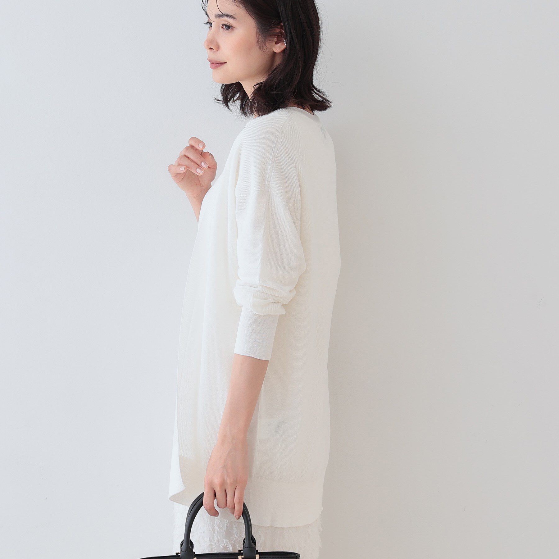 INDIVI「【洗える／和紙混素材】ドライタッチニットカーディガン」|カーディガン|