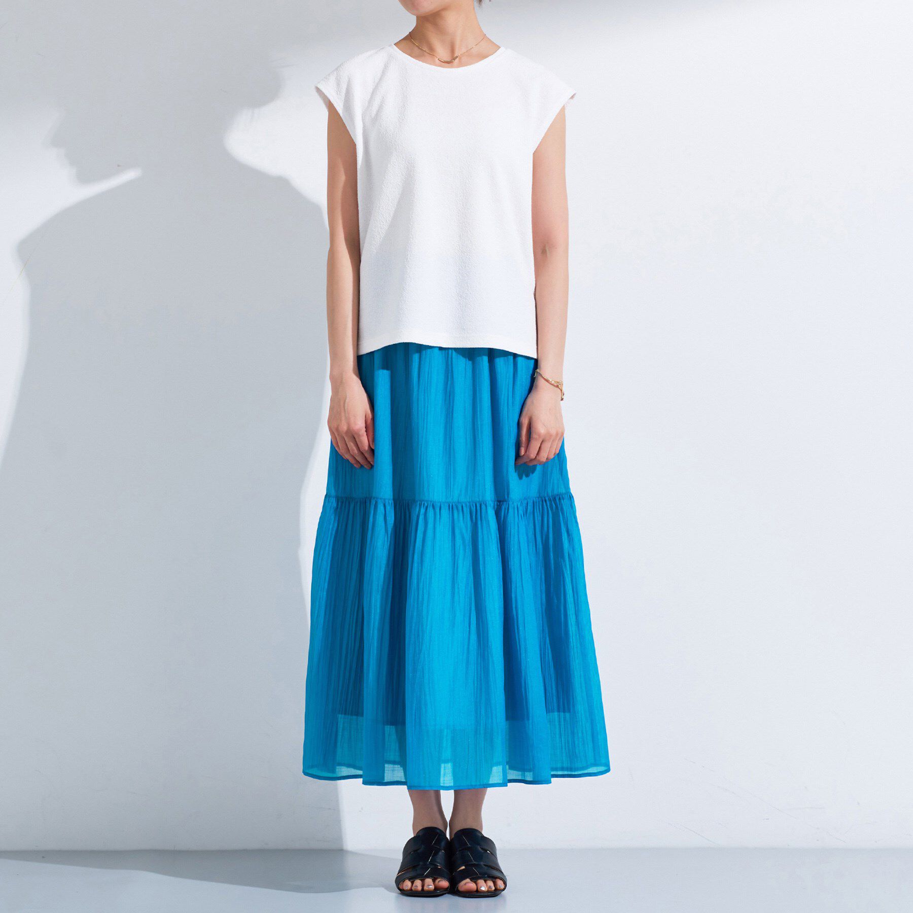 INDIVI「【2点セット／着回し◎】ノースリーブ＆ティアードスカート カセット服」|ワンピース|