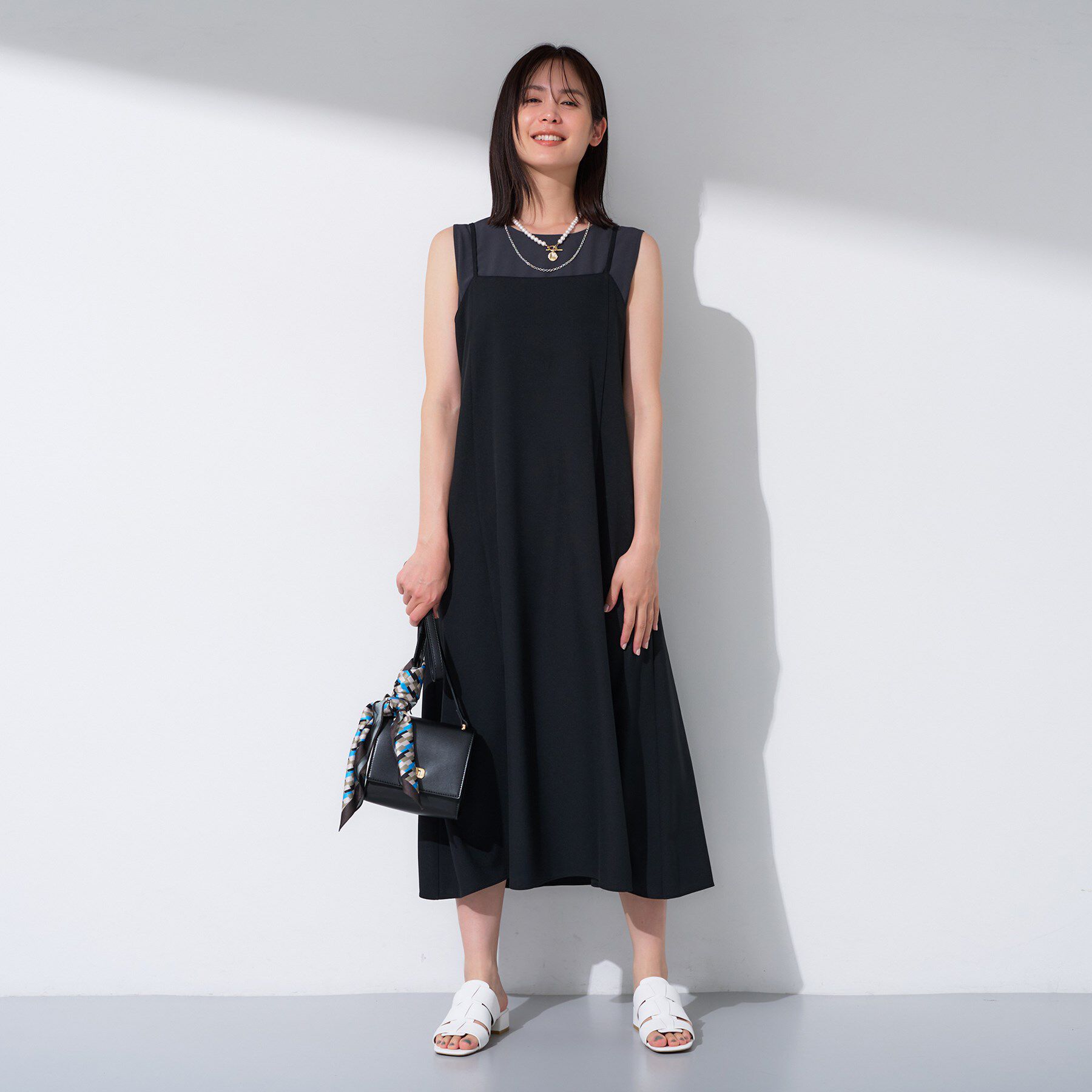 INDIVI「【UVケア】エアリージョーゼット キャミワンピース」|ワンピース|