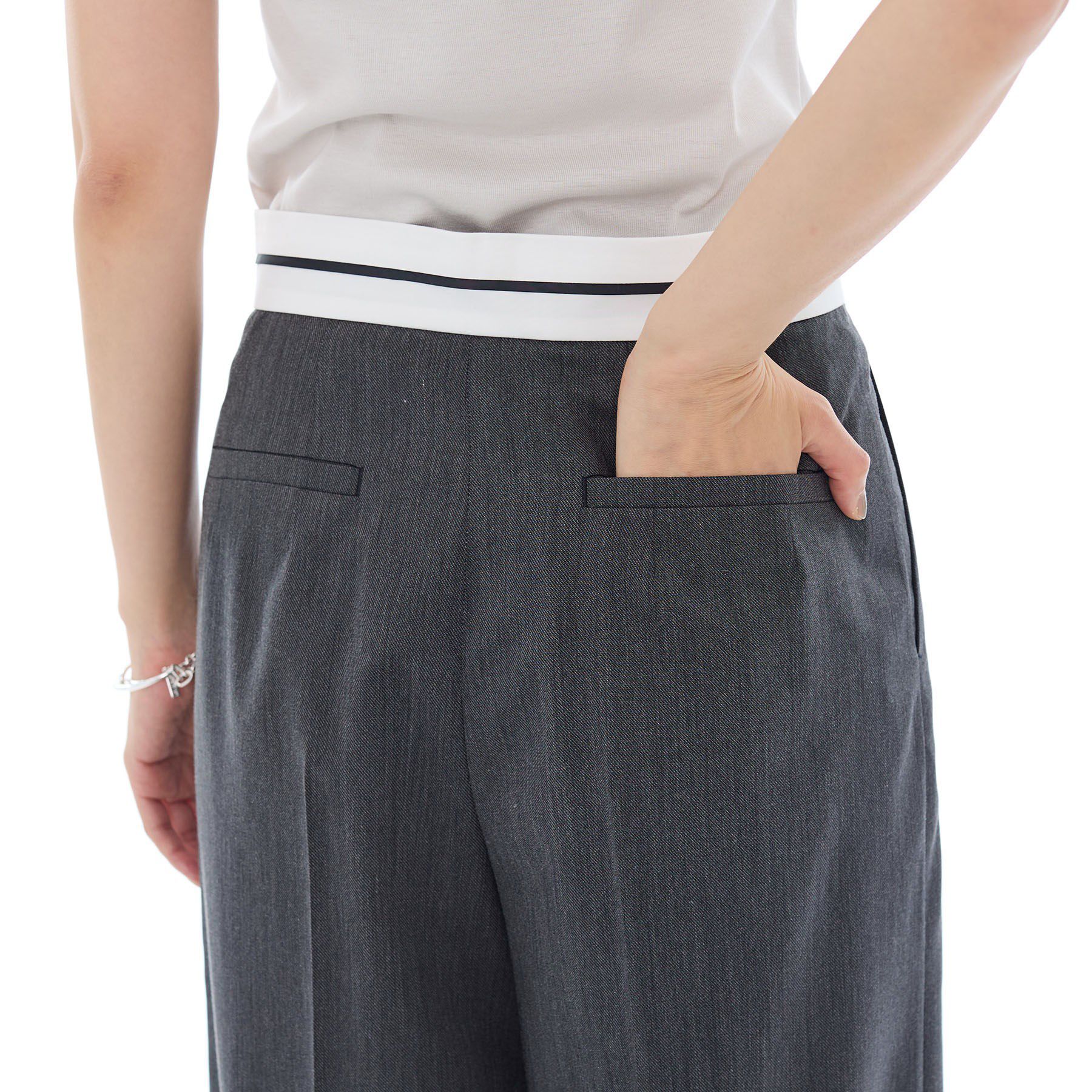 INDIVI「【ウール調素材】ベルトデザインワイドパンツ」|その他|