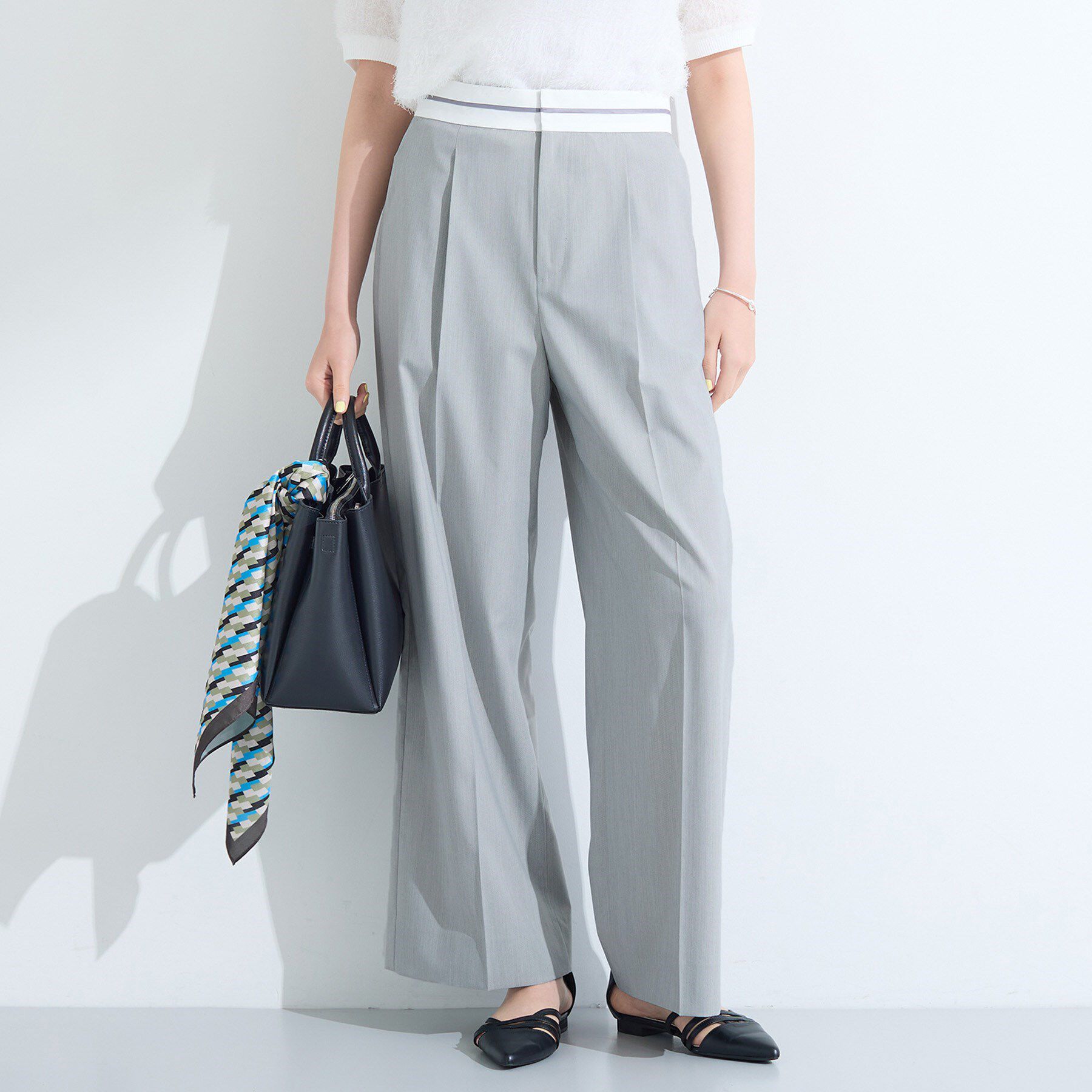 INDIVI「【ウール調素材】ベルトデザインワイドパンツ」|その他|