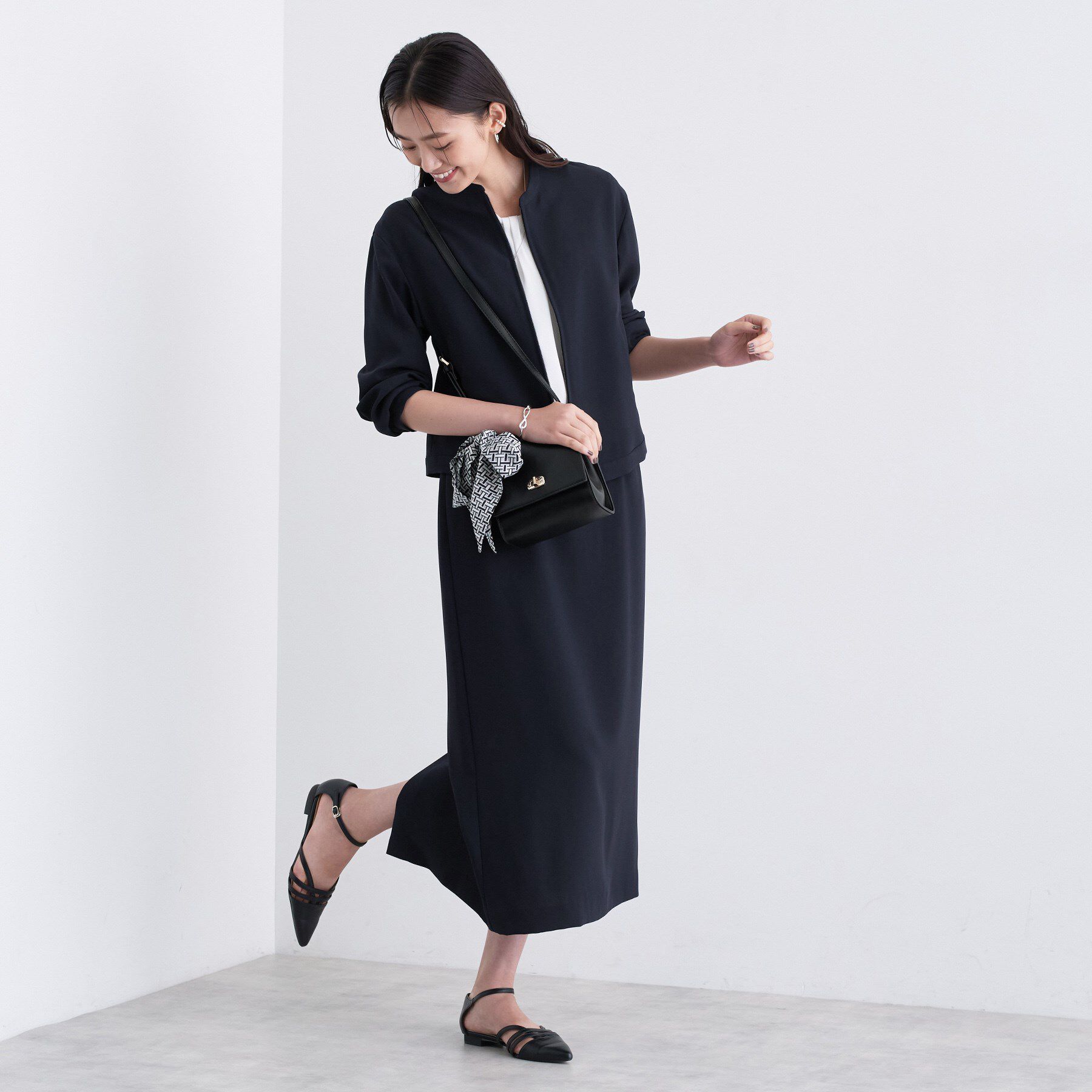 INDIVI「【洗える／UVケア／吸汗速乾】ジョーゼットナロースカート」|スカート|