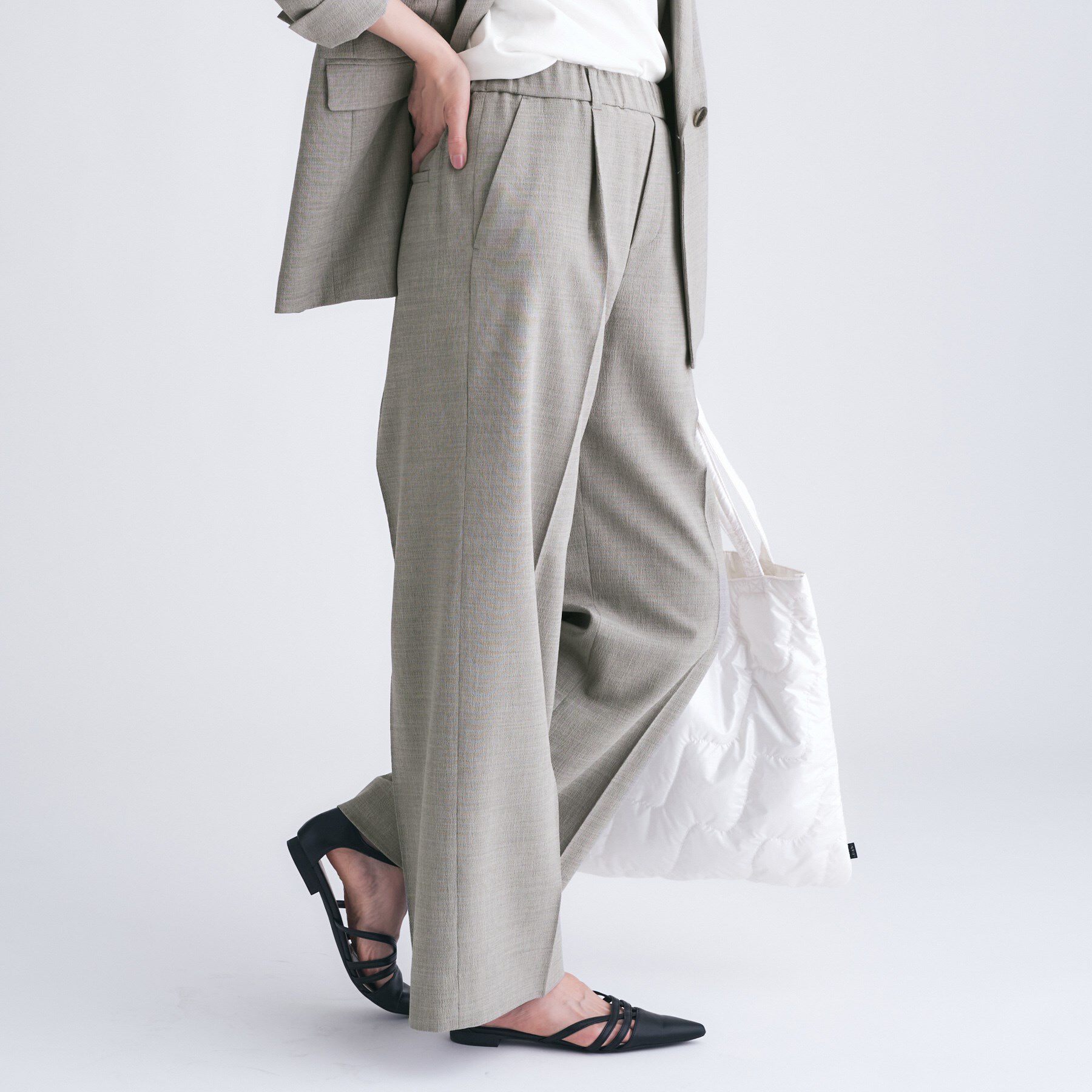 INDIVI「【洗える／セットアップ可能】凹凸ストレッチ素材ストレートパンツ」|その他|