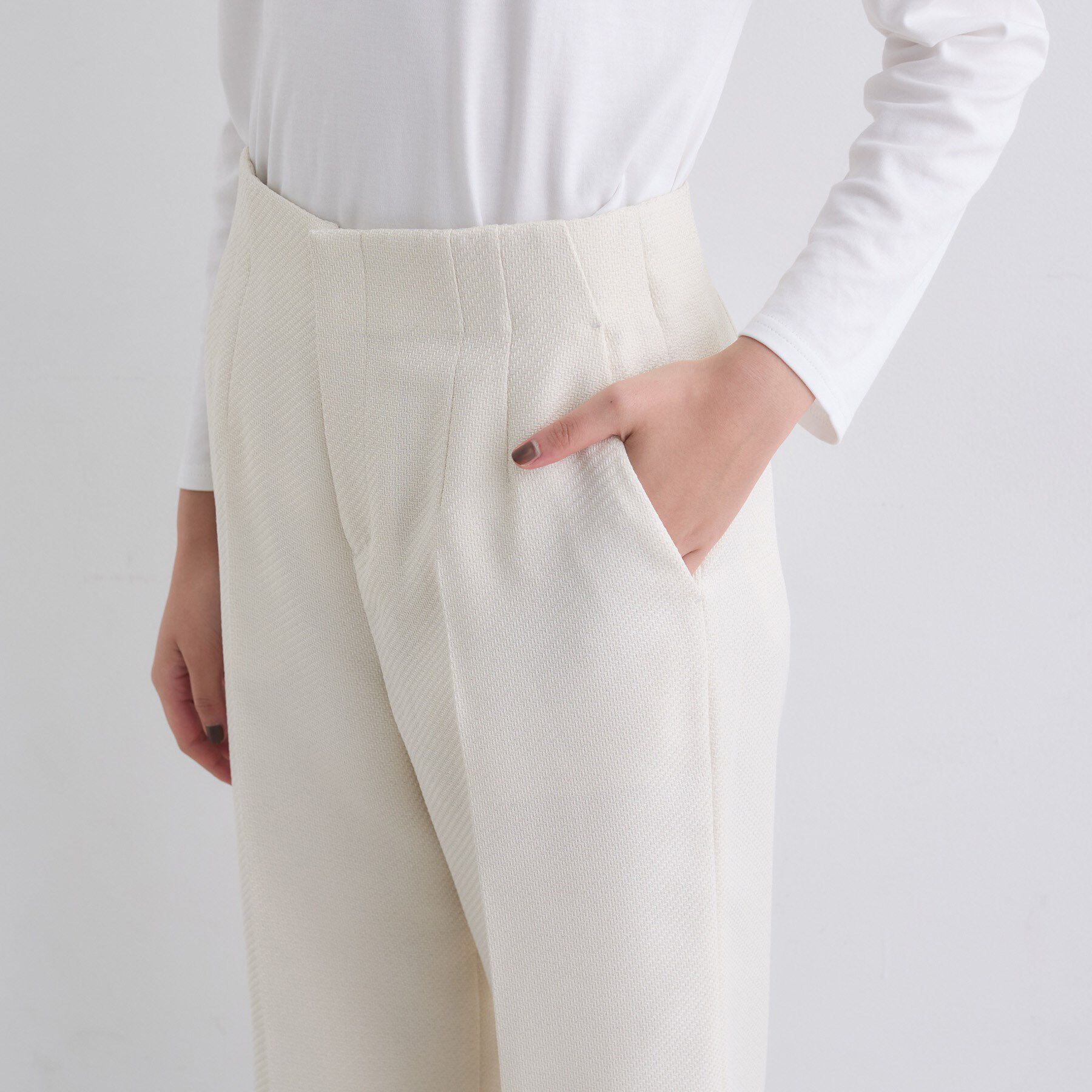 INDIVI「【褒められパンツ/ウール調素材】ラメ混ワイドパンツ」|その他|