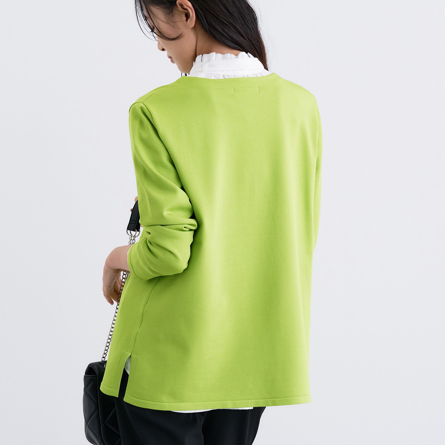 INDIVI「ロングライン ストレッチニット」|ニット・セーター|