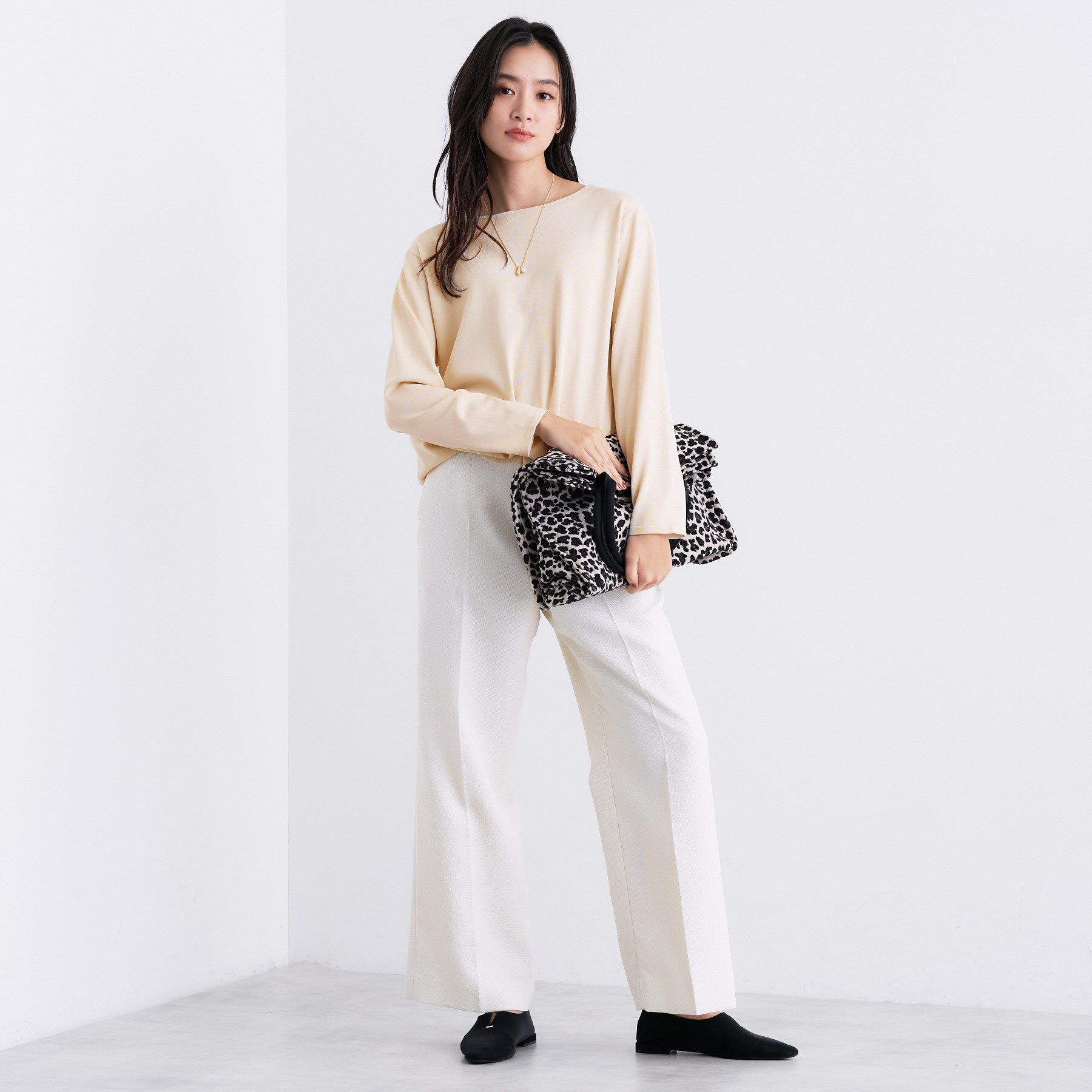 INDIVI「ロングライン ストレッチニット」|ニット・セーター|