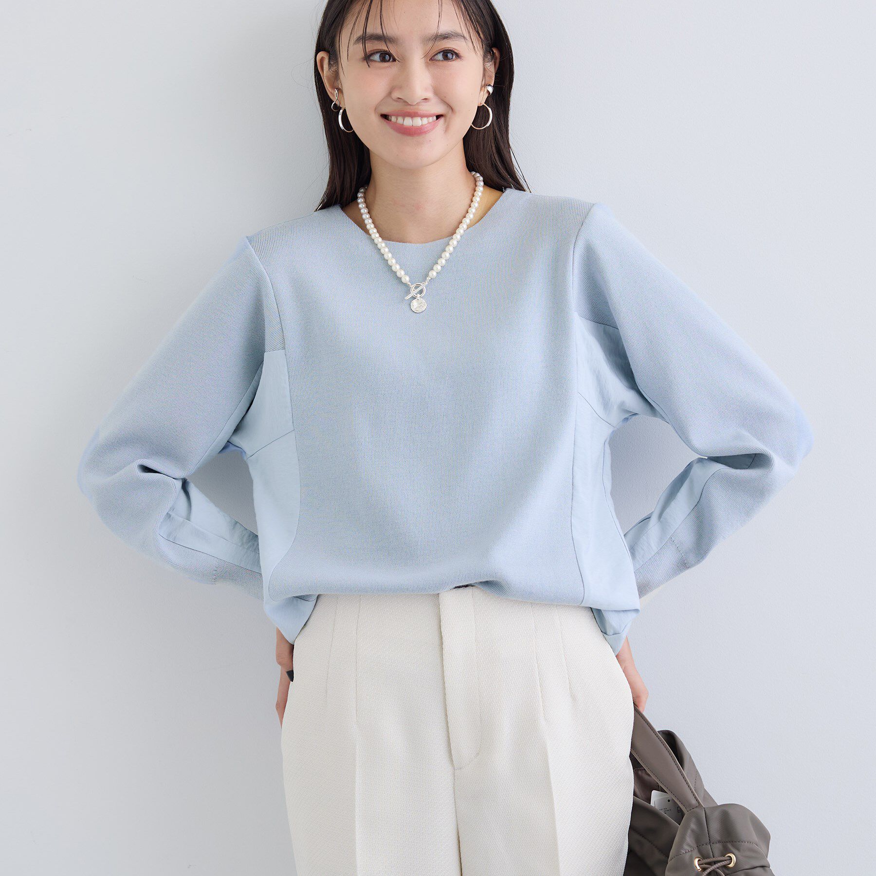 INDIVI「【洗える／選べる8色】トーンアップニット」|ニット・セーター|サックスブルー(09