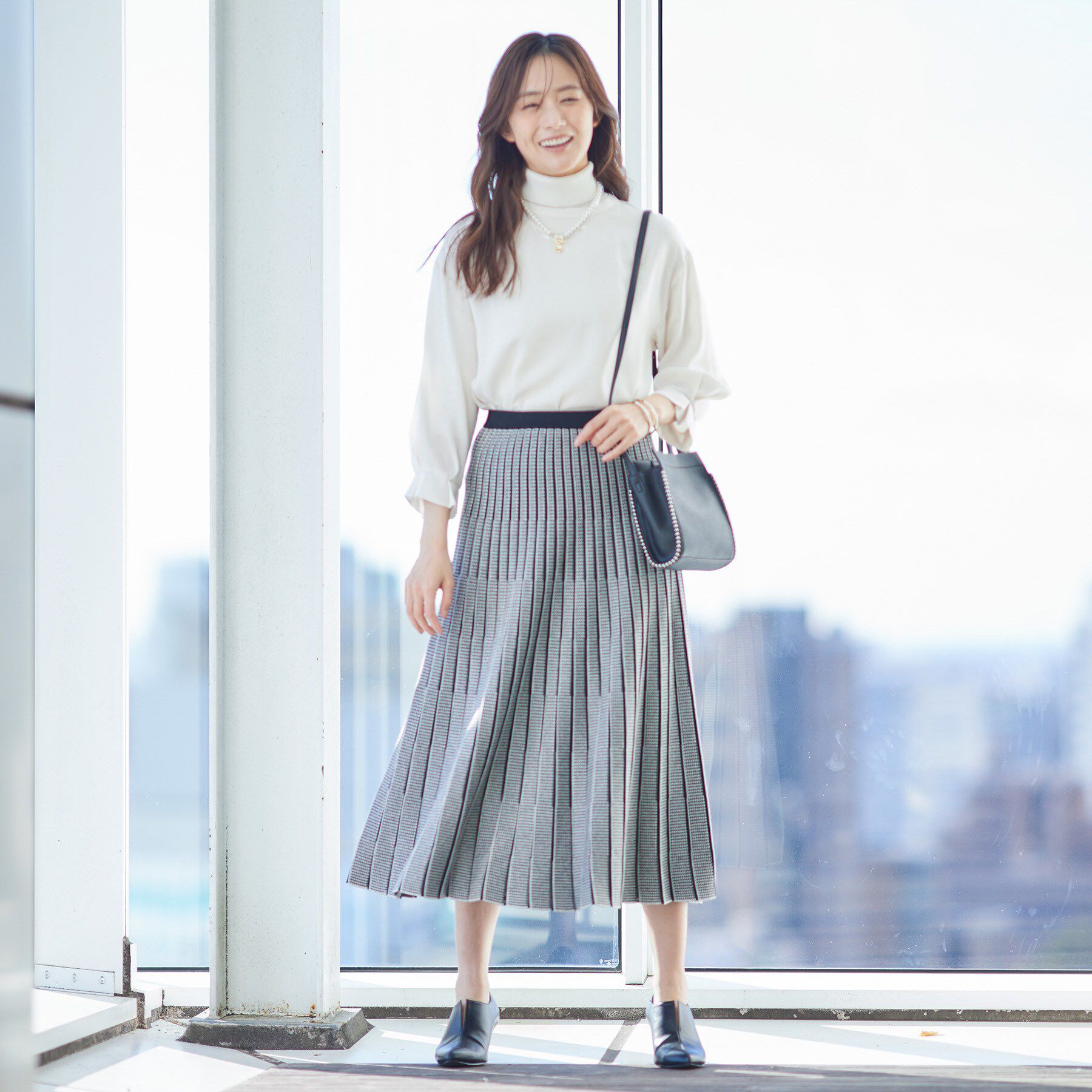 INDIVI「【洗える／SETUP可能】ジャカードニット プリーツスカート」|スカート|