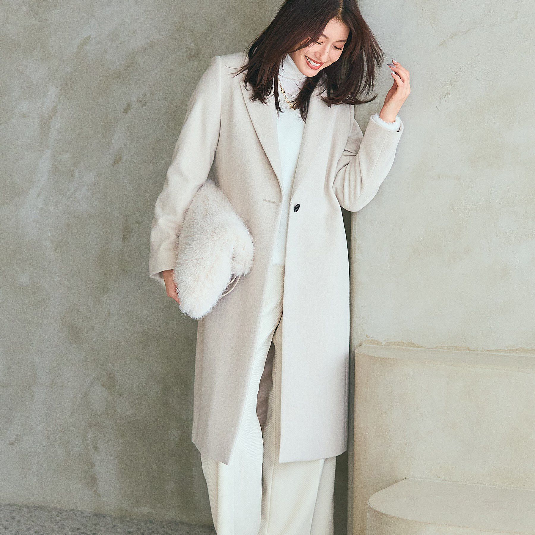 INDIVI「【名品コート／日本製】ウール100％チェスターコート」|チェスターコート|アイボリー(904)