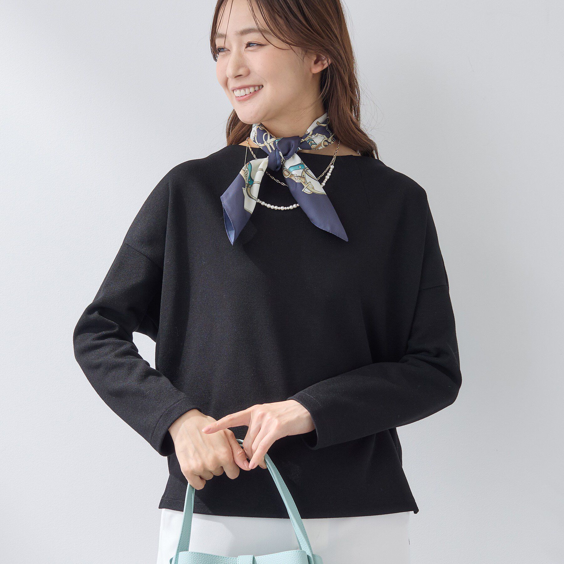 INDIVI「【SETUP可能／洗える／UVケア】ライトジャージ ボトルネックトップス」|Tシャツ・カットソー|