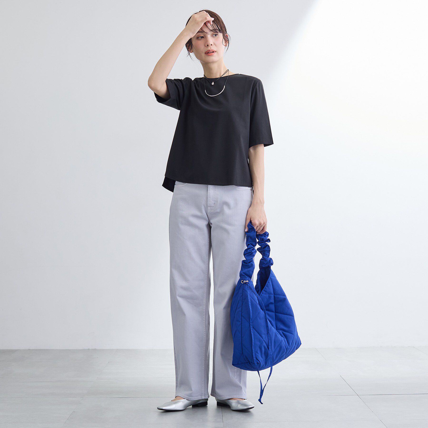 INDIVI「【抗菌防臭／消臭】上品光沢コットンTシャツ」|Tシャツ・カットソー|