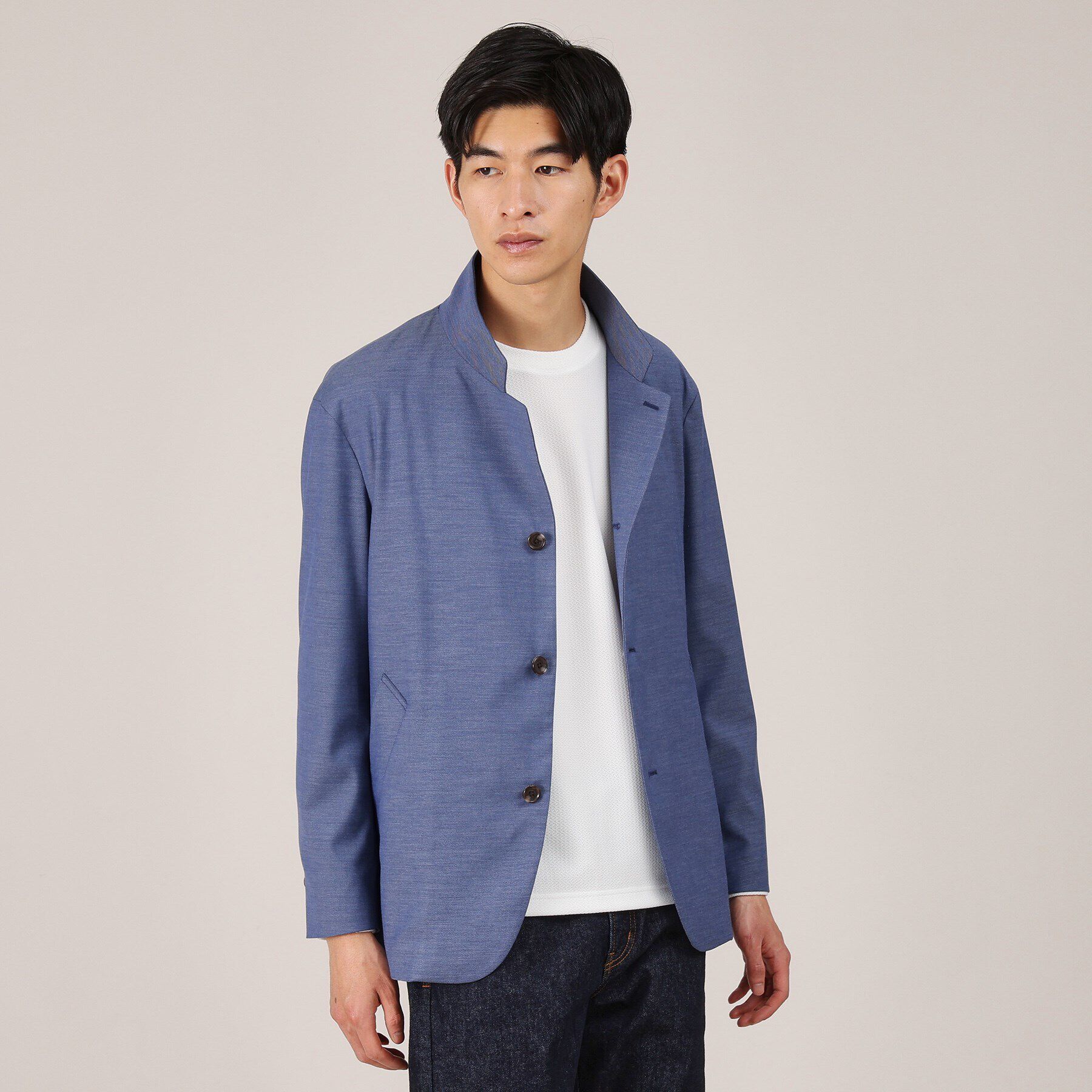 TAKEO KIKUCHI「【軽羽織】ツイルストレッチ ブルゾン」|ブルゾン・スタジャン|ブルー(093)