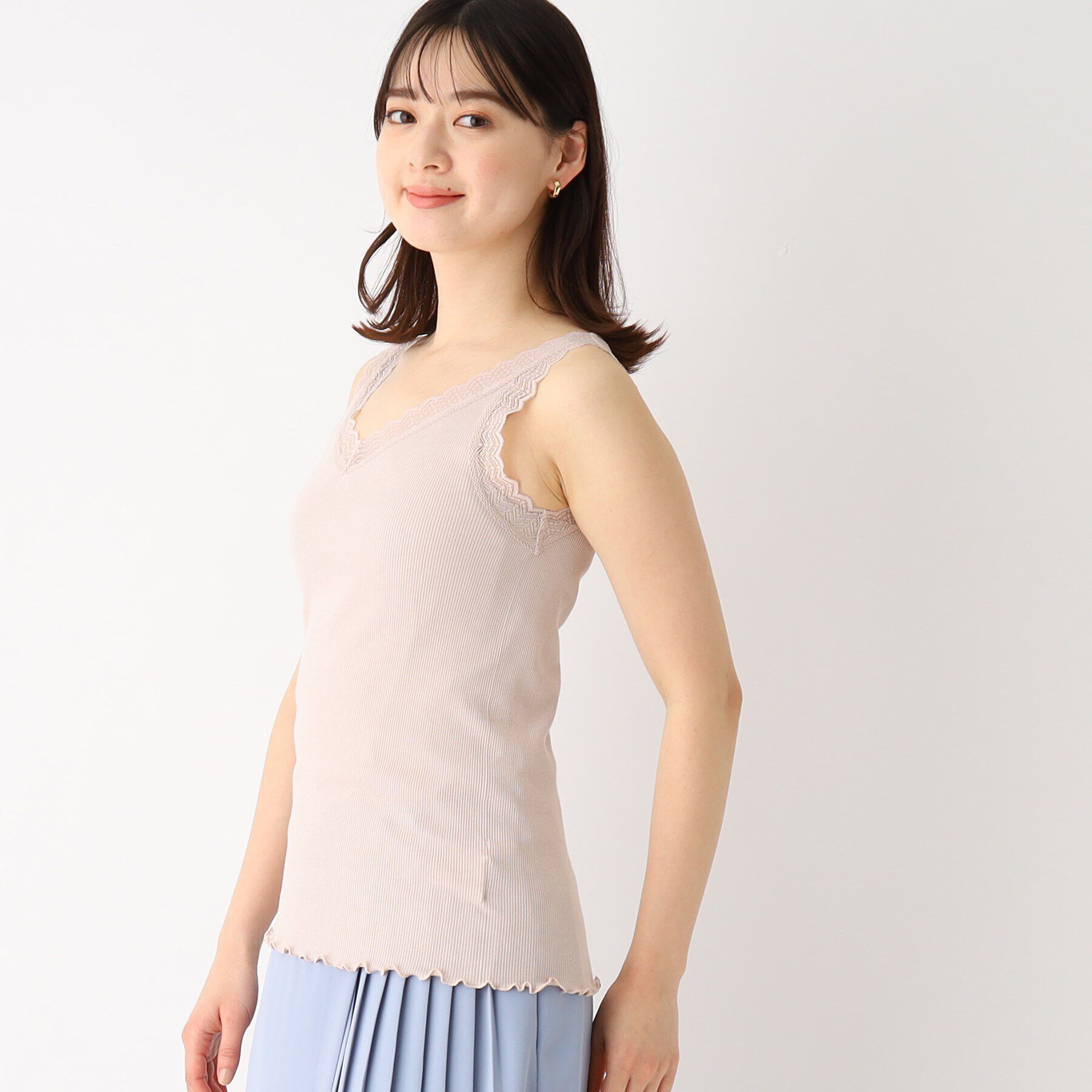 index「前後2WAYレースタンクトップ【洗濯機洗い可】」|キャミソール|ライトグレー(011