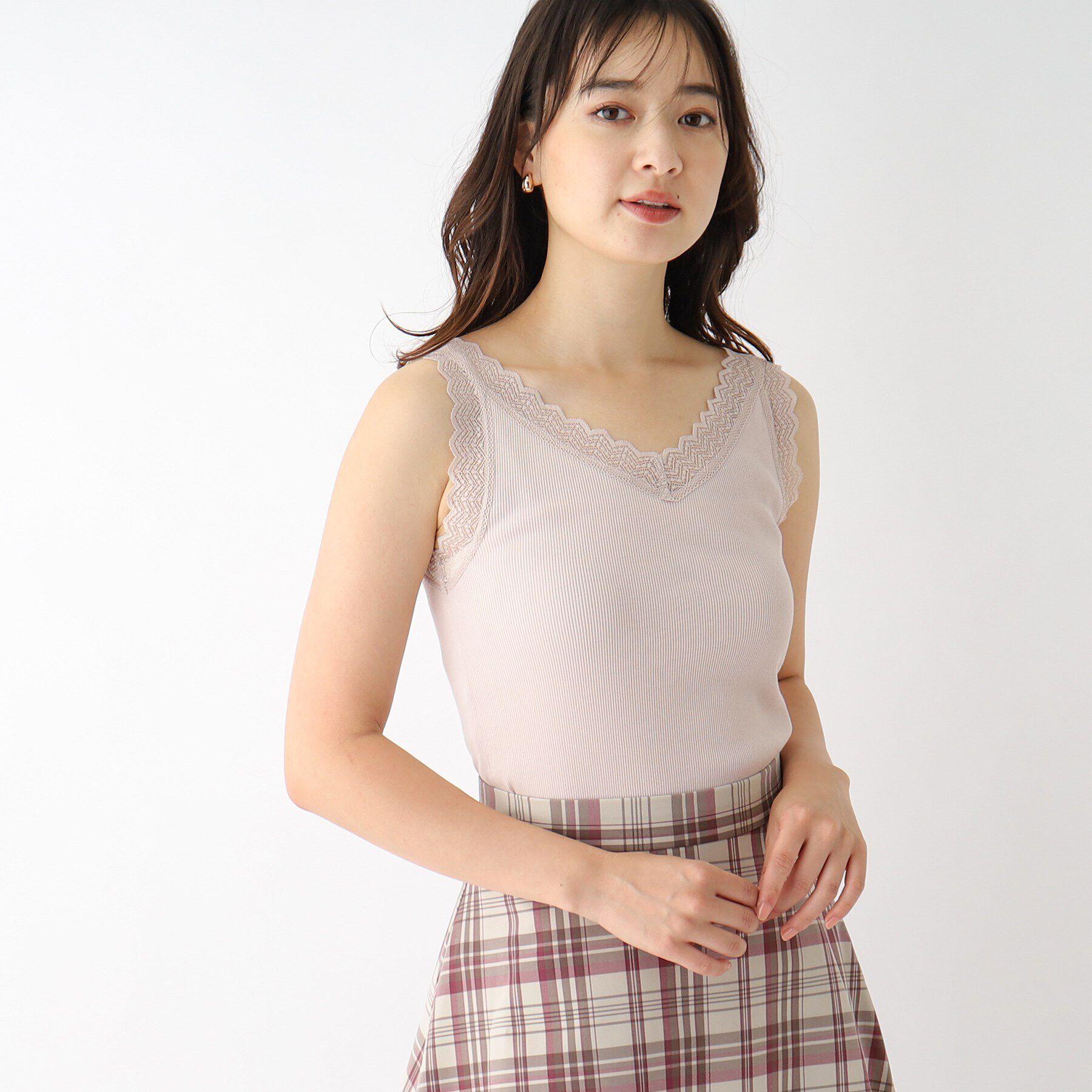 index「前後2WAYレースタンクトップ【洗濯機洗い可】」|キャミソール|ライトグレー(911